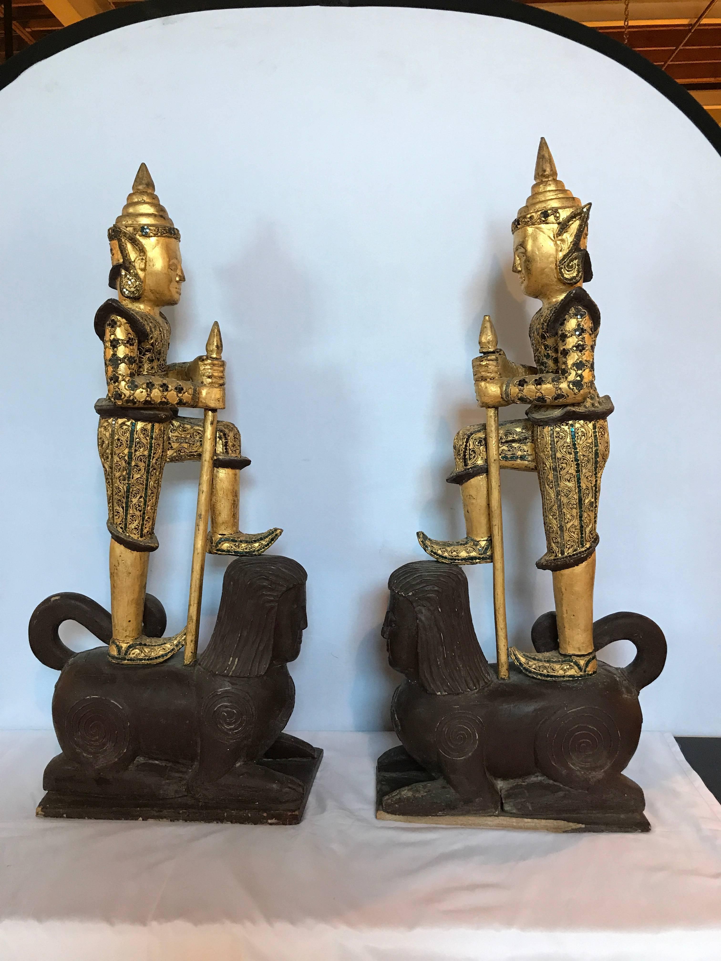 20th Century Pair of Antique Thai Figures