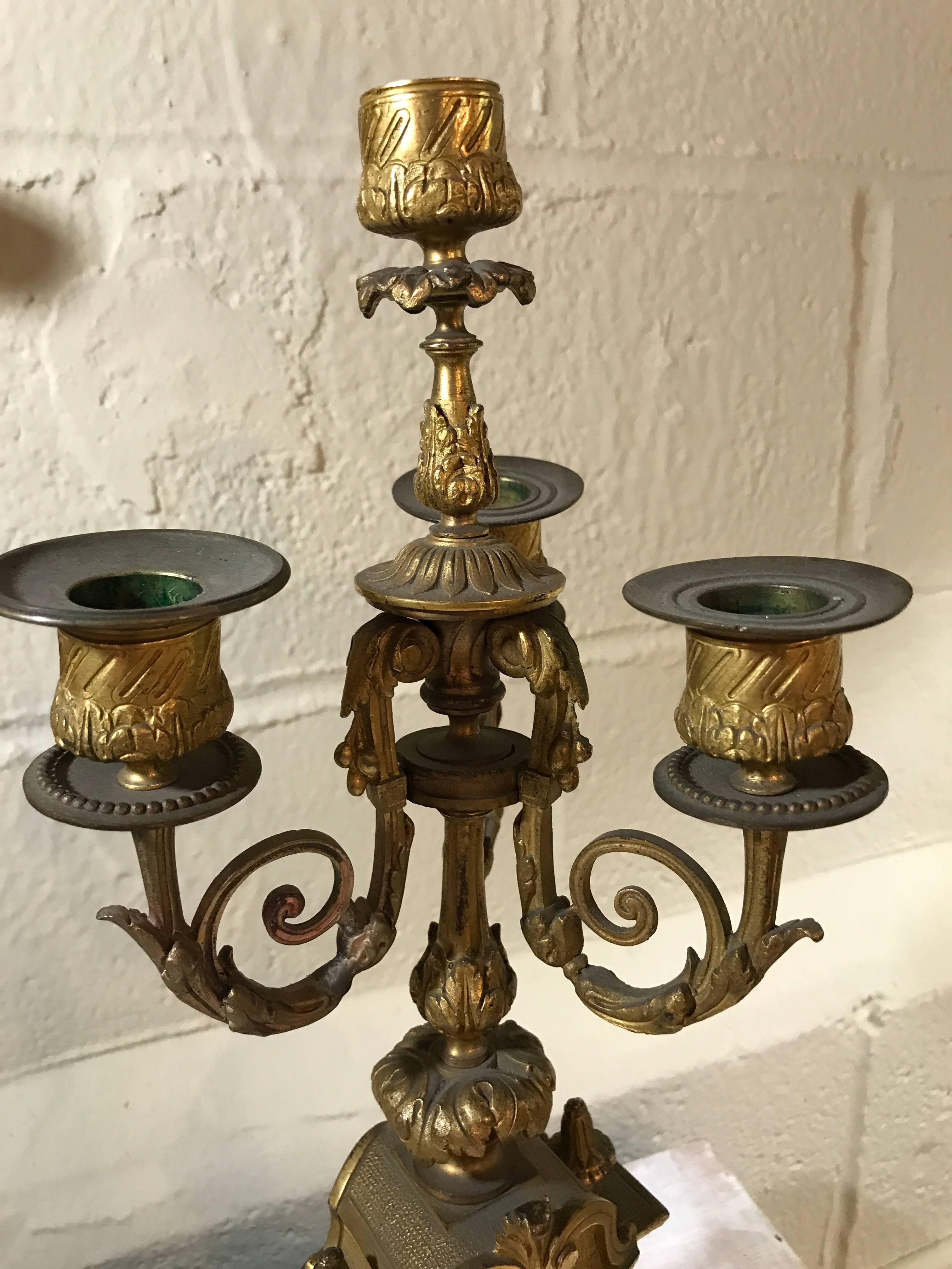 Bronze Four-Light Candelabra, 19th Century For Sale 2