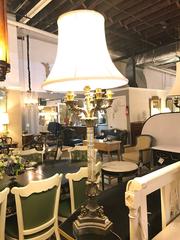 Pair of Empire Style Glass Column Form Candelabra Lamps