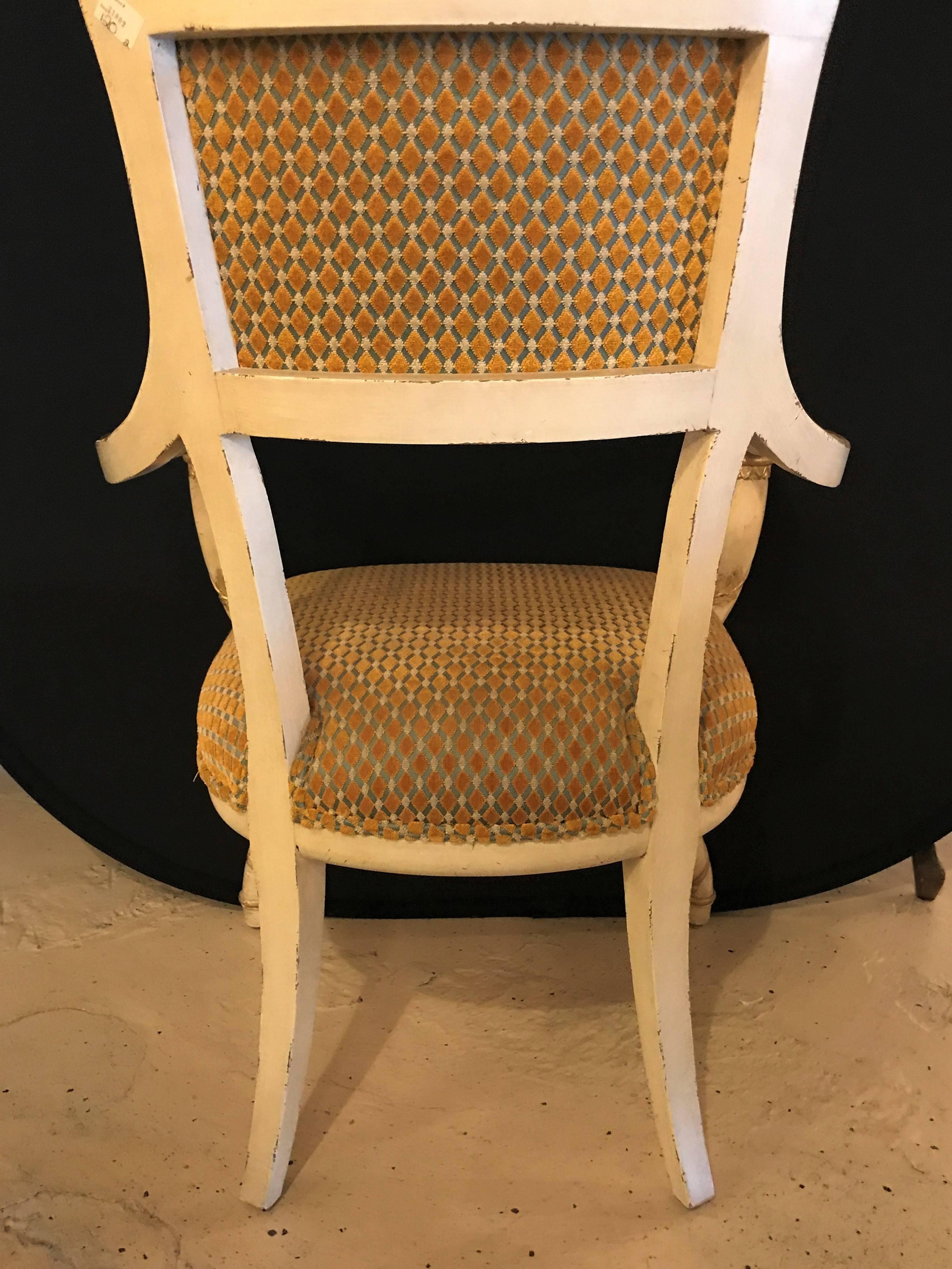 Hollywood Regency Fauteuil Attributed to Maison Jansen in Original Finish For Sale 3