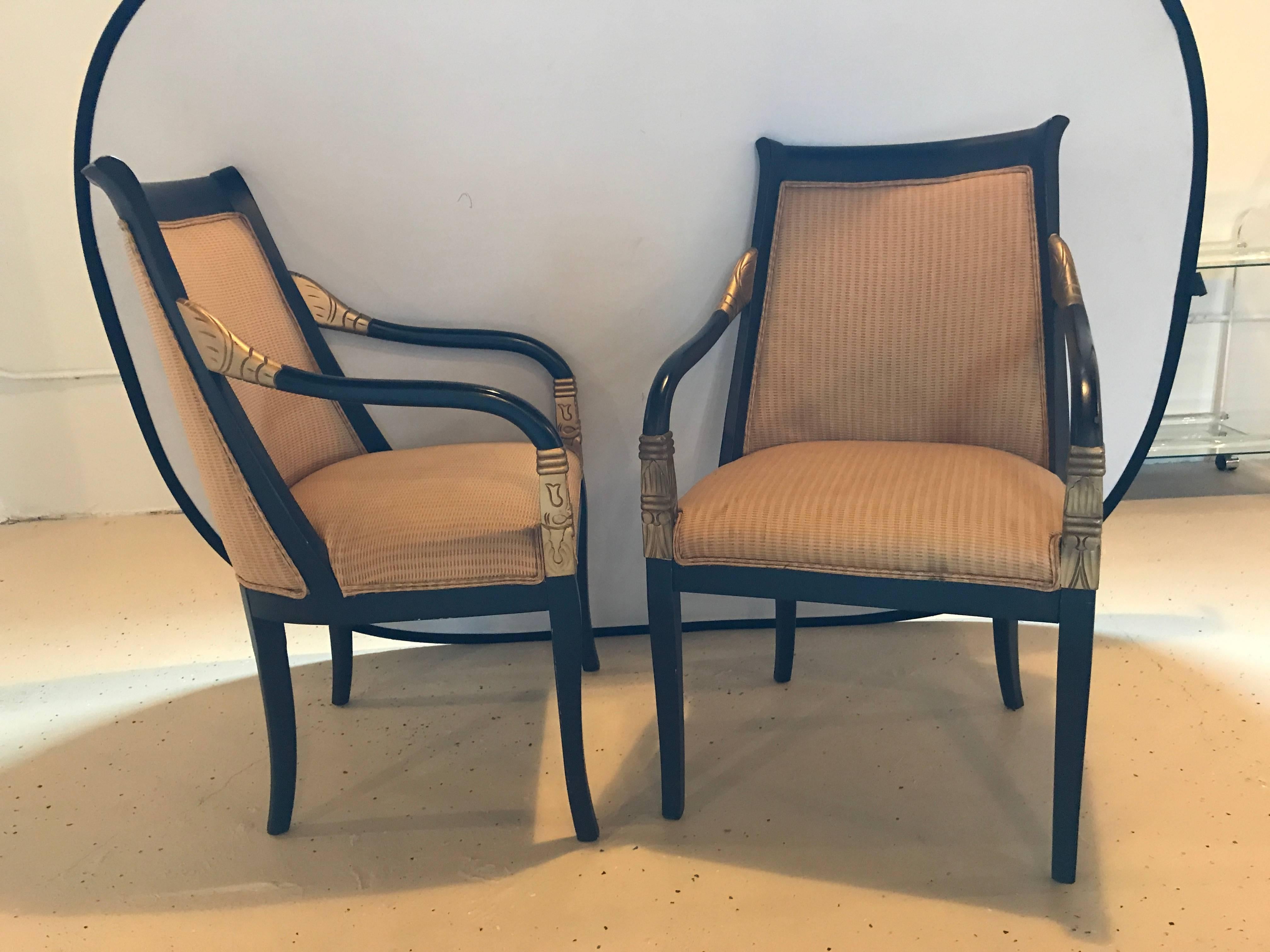 Pair of Hollywood Regency Style Grosfeld House Armchairs In Good Condition In Stamford, CT