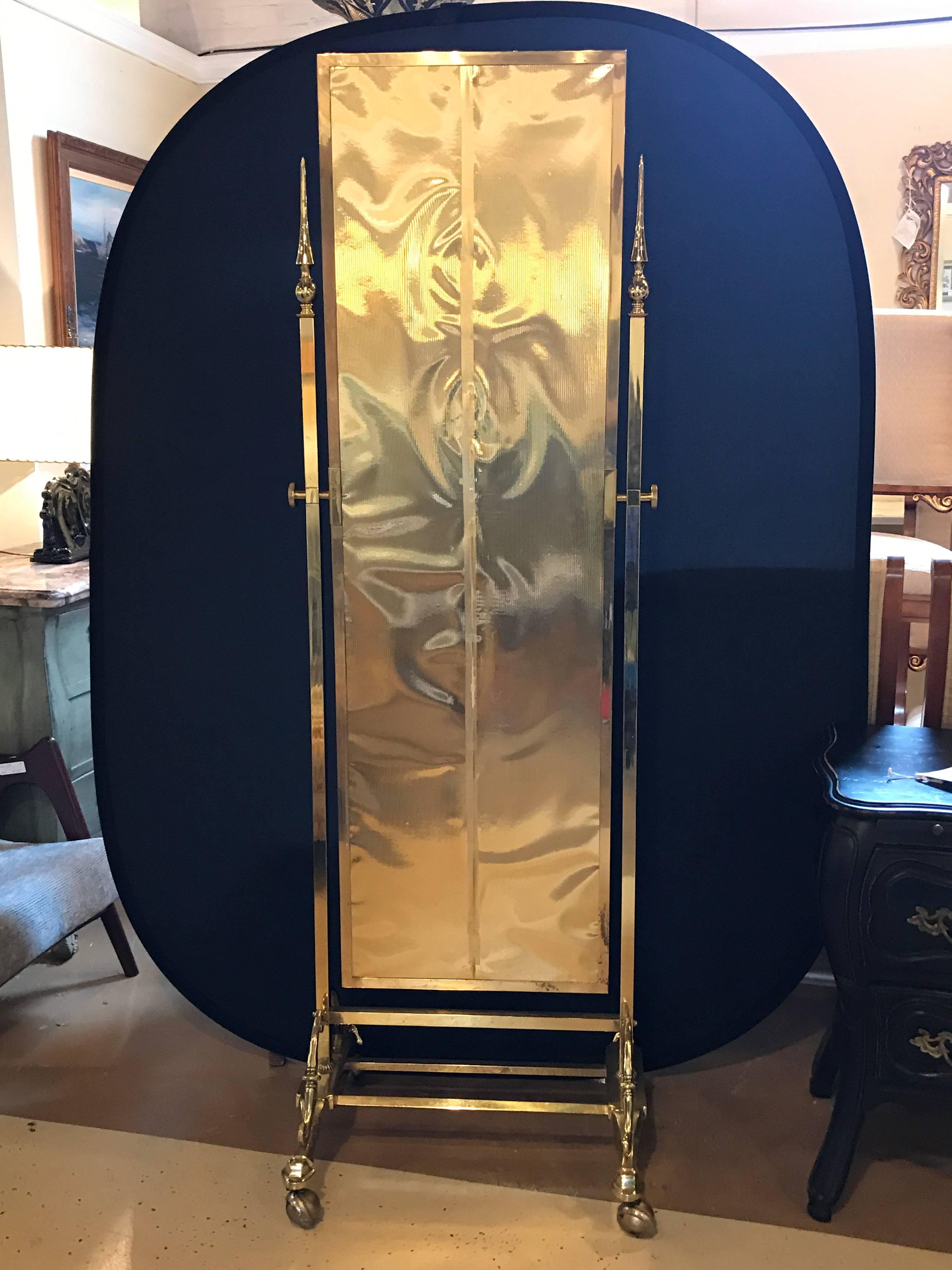 Hollywood Regency Style Brass Cheval Mirror 2