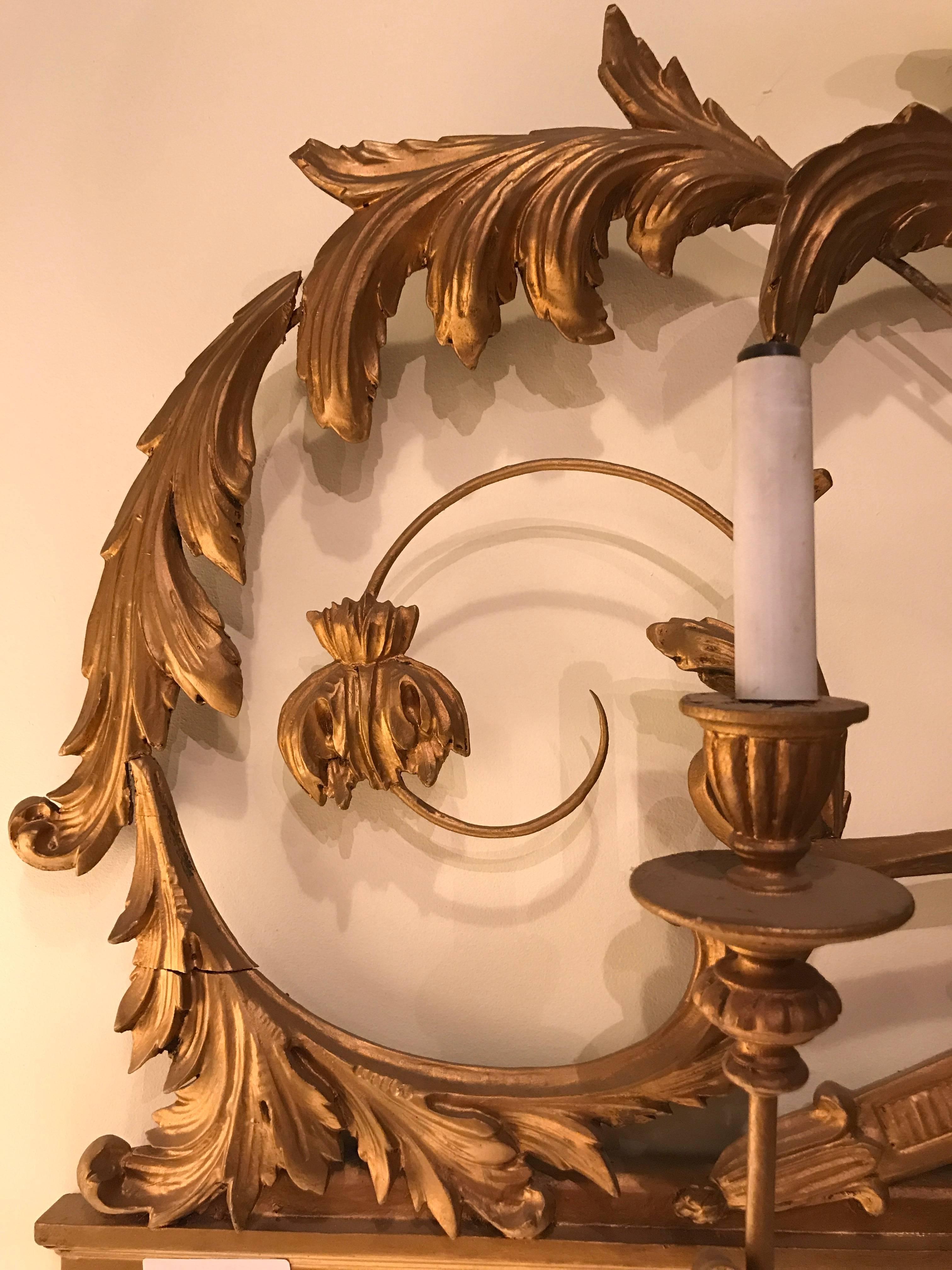 Rococo Italian Five Light Gilt Gesso Wall Sconce