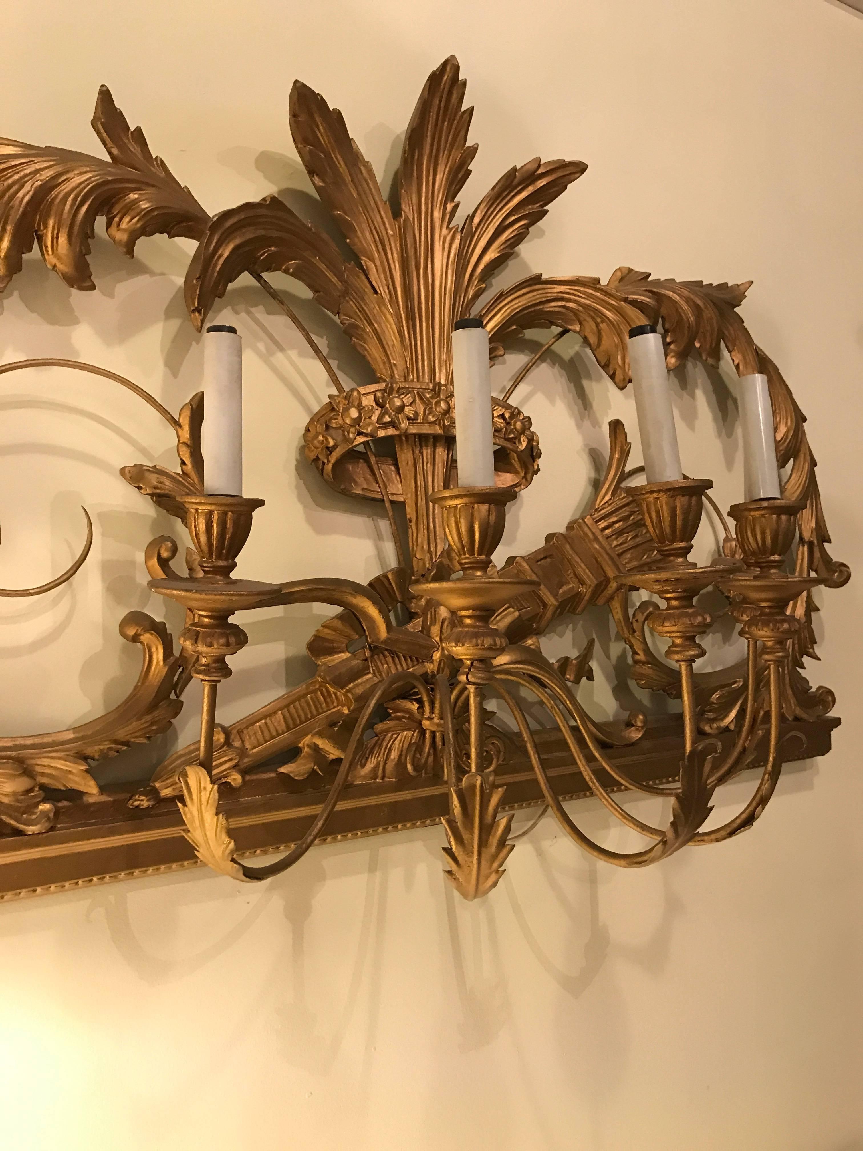 Italian Five Light Gilt Gesso Wall Sconce 3