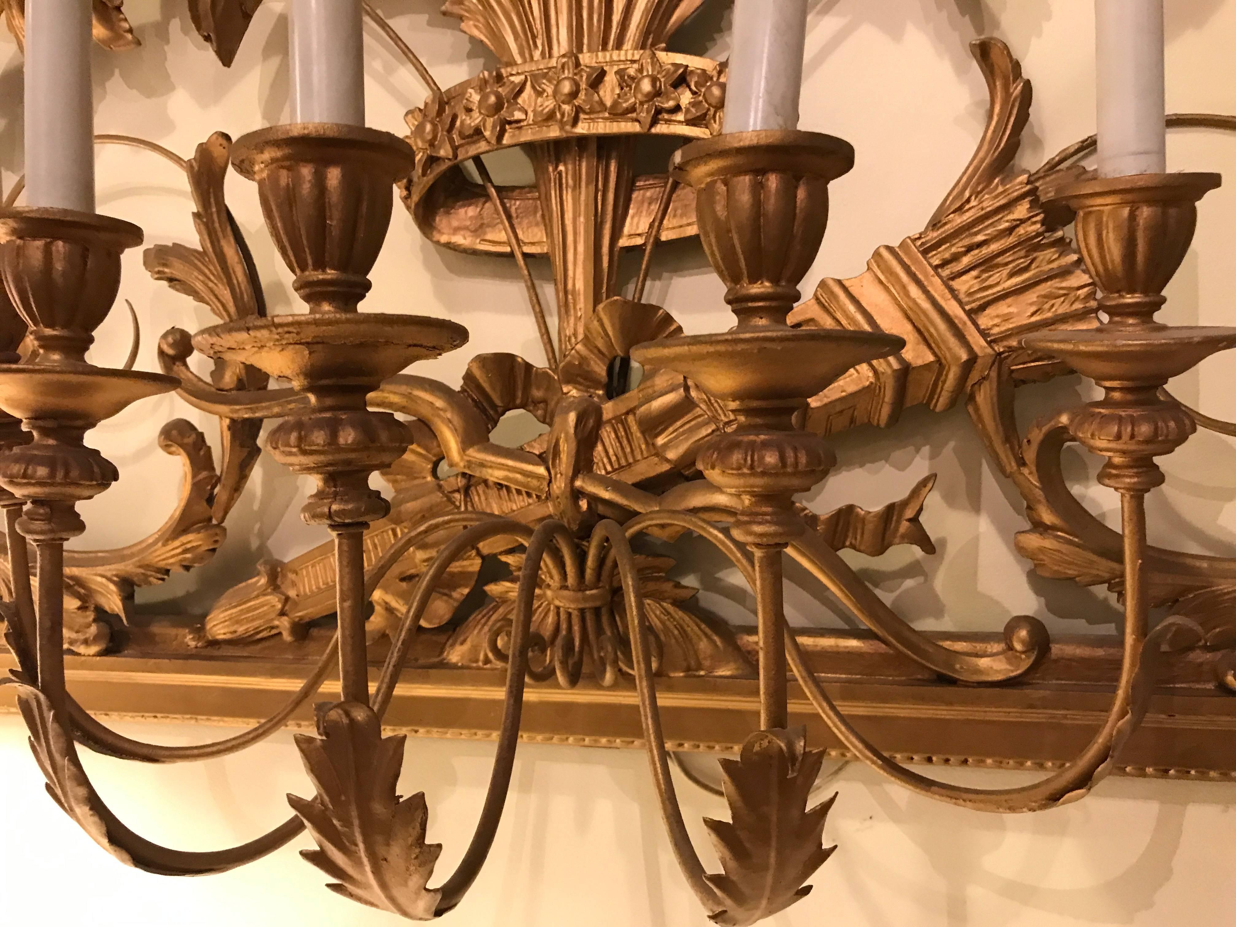 Italian Five Light Gilt Gesso Wall Sconce 1