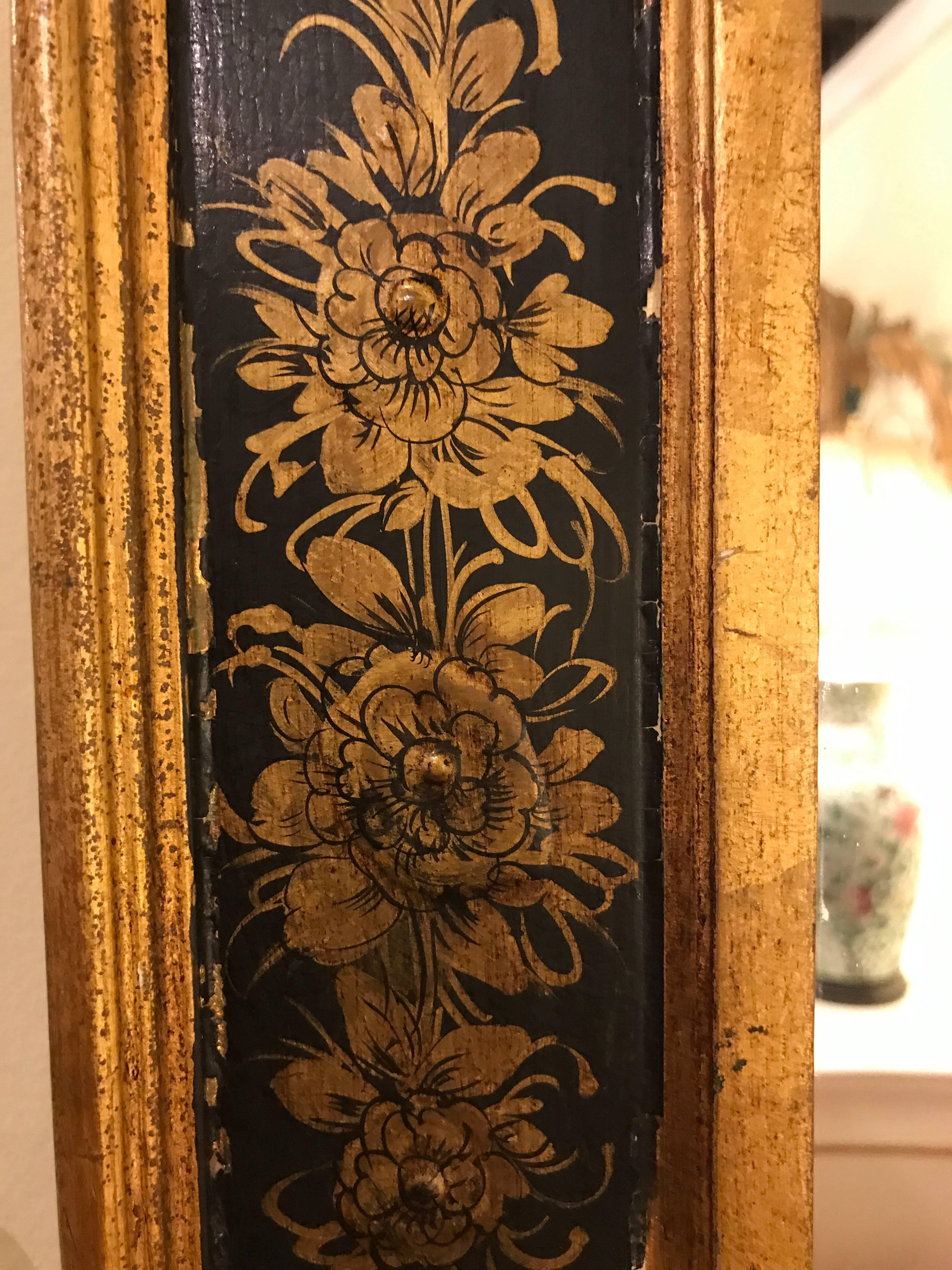 Chinoiserie Ebony and Gilt Decorated Wall or Console Mirror 3