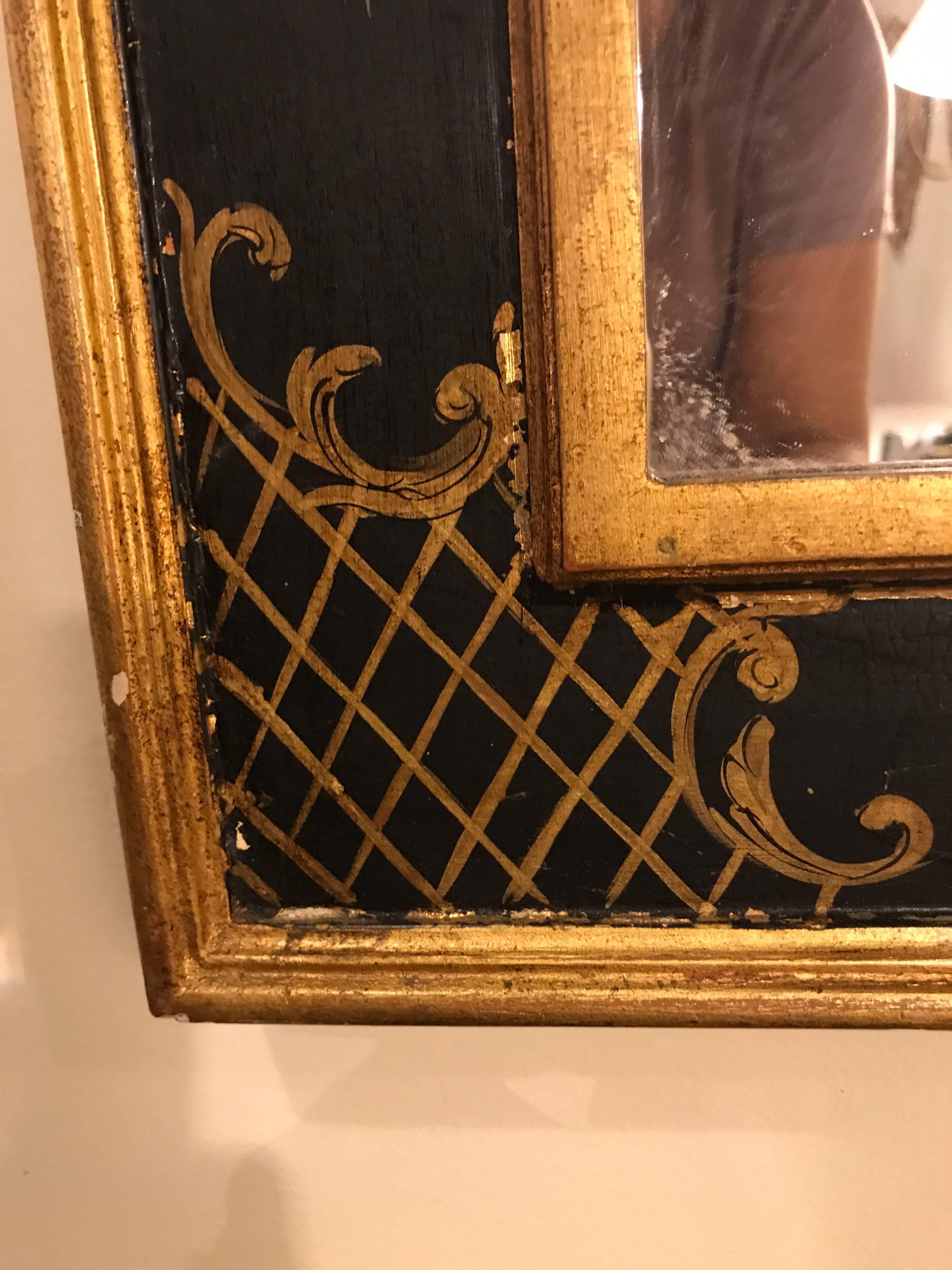 Chinoiserie Ebony and Gilt Decorated Wall or Console Mirror 5