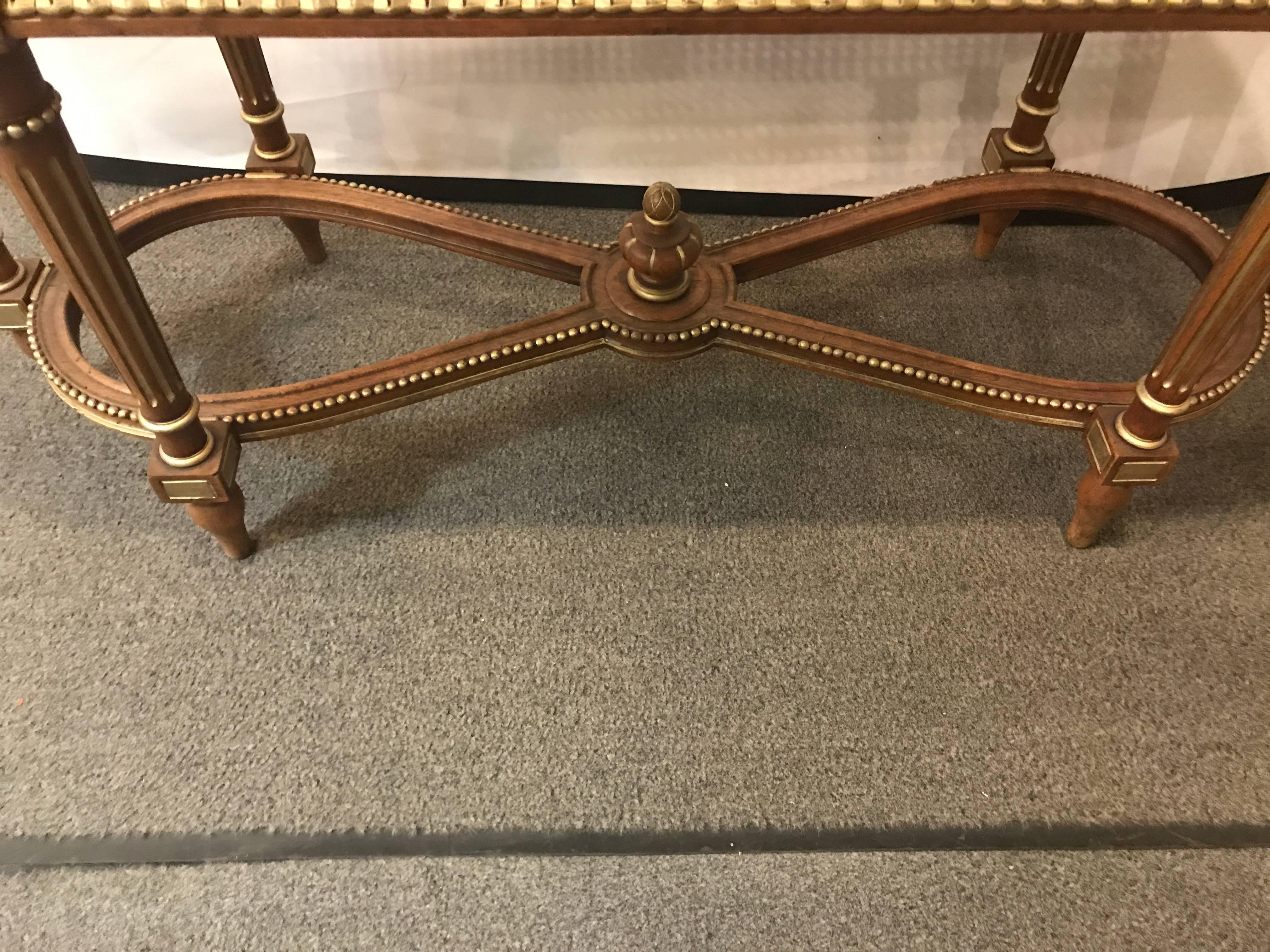 French Carved Cain Seat Louis XVI Style Bench 1