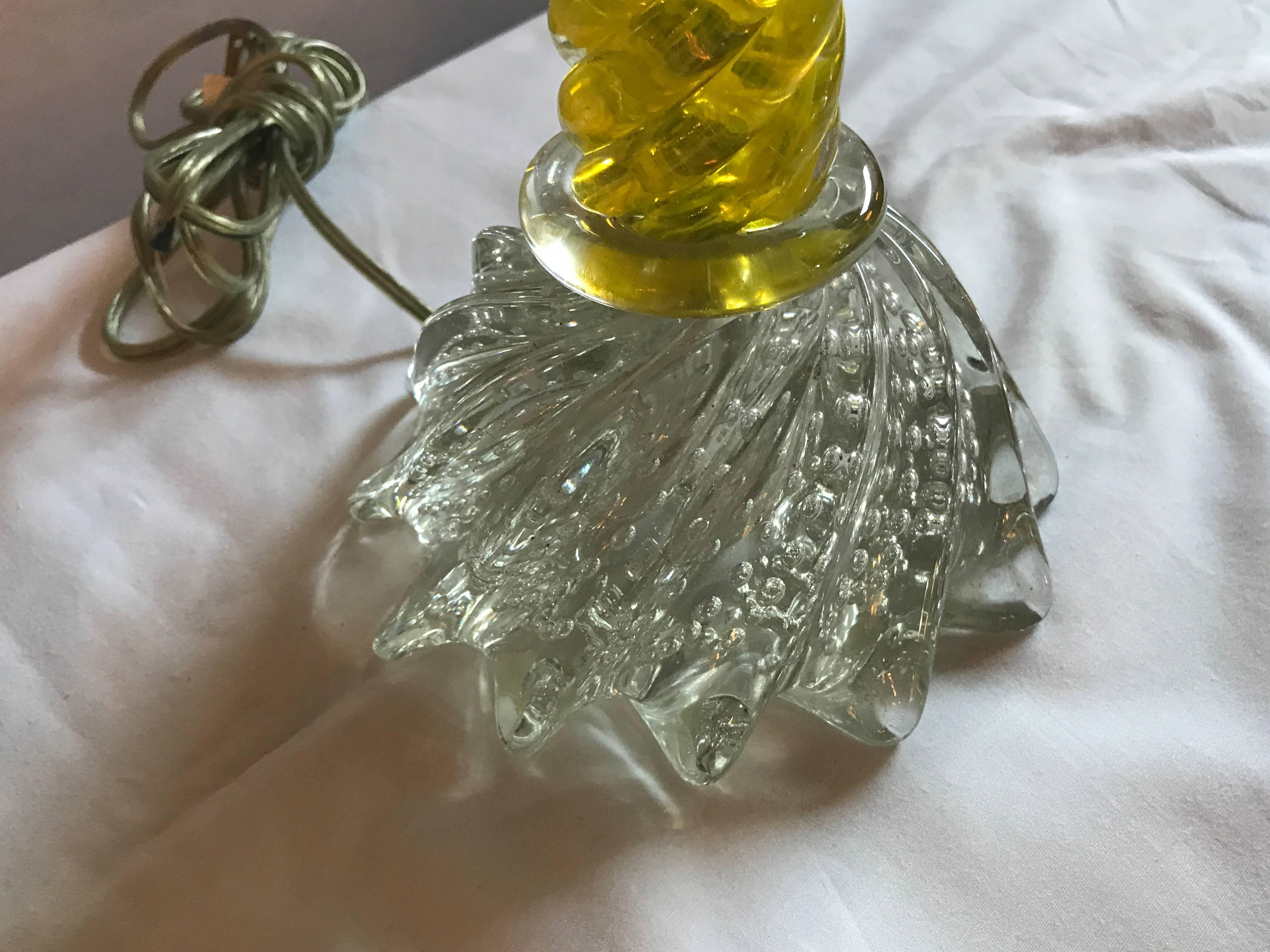 Pair of Murano Glass Lemon Twist and Clear Table Lamps 2