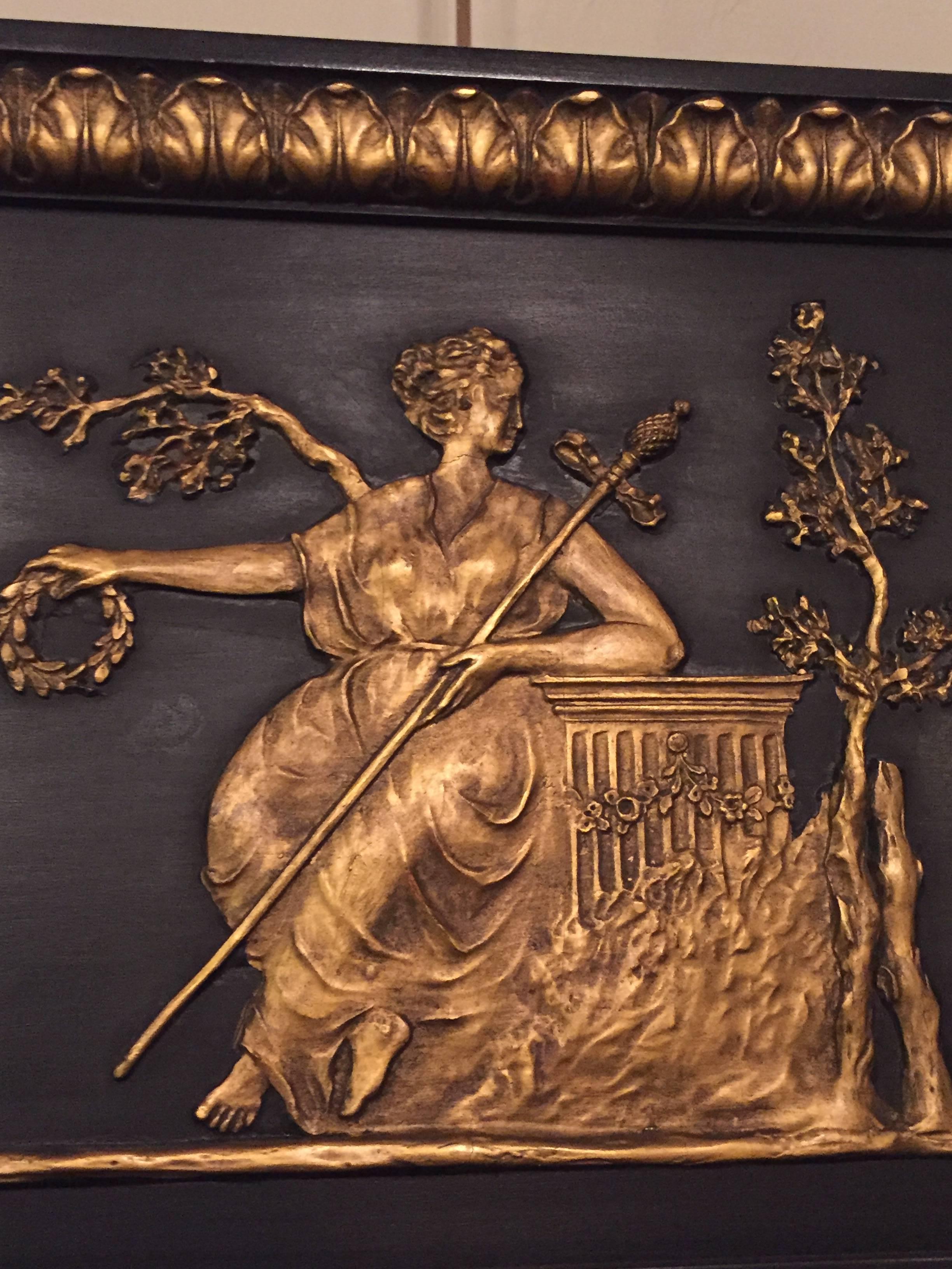 20th Century Ebonized Neoclassical Mirror by Friedman Bros Depicting Dancing Musical Maidens