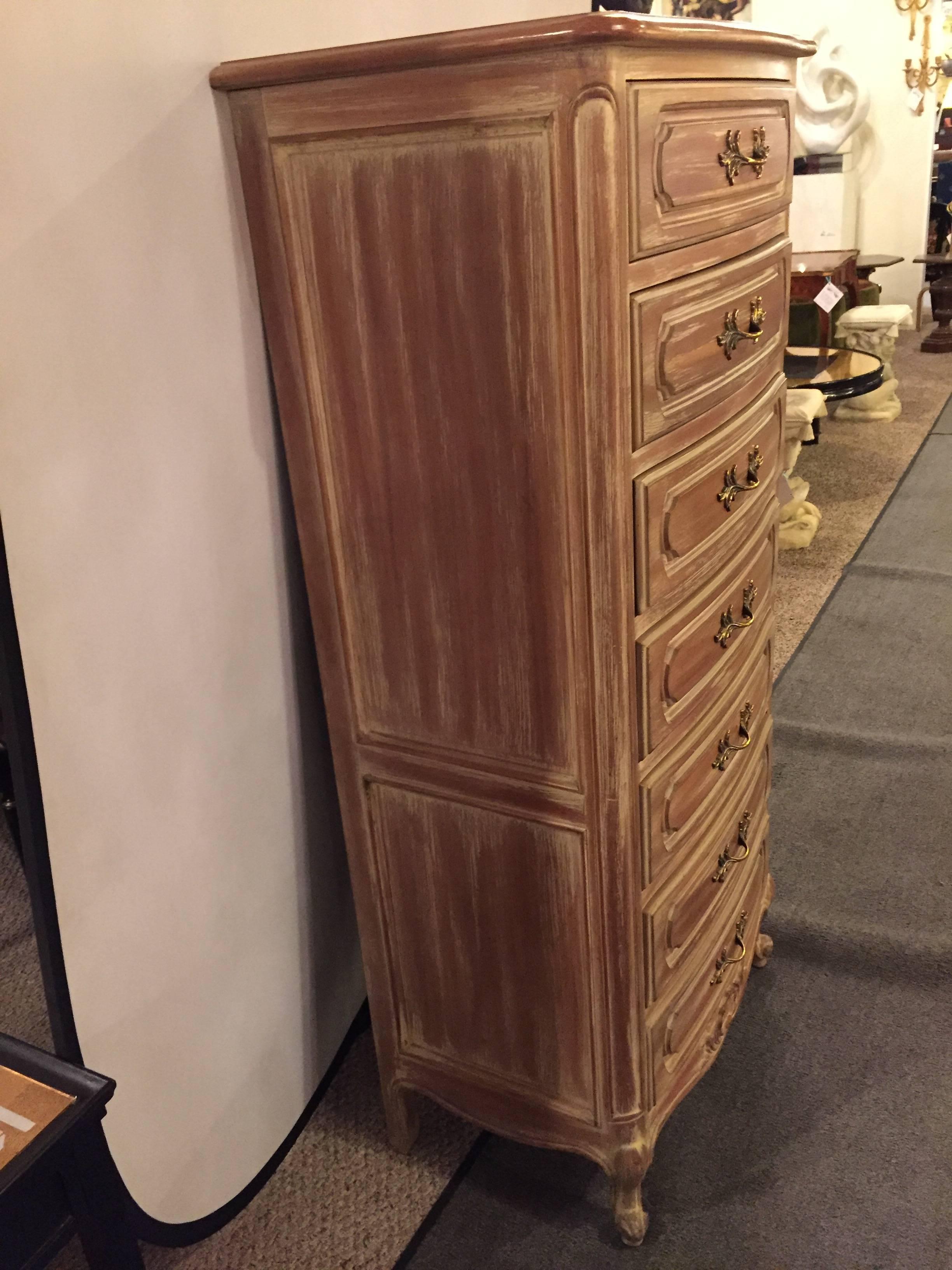 Distress Painted Louis XV Style Lingerie Chest In Good Condition In Stamford, CT