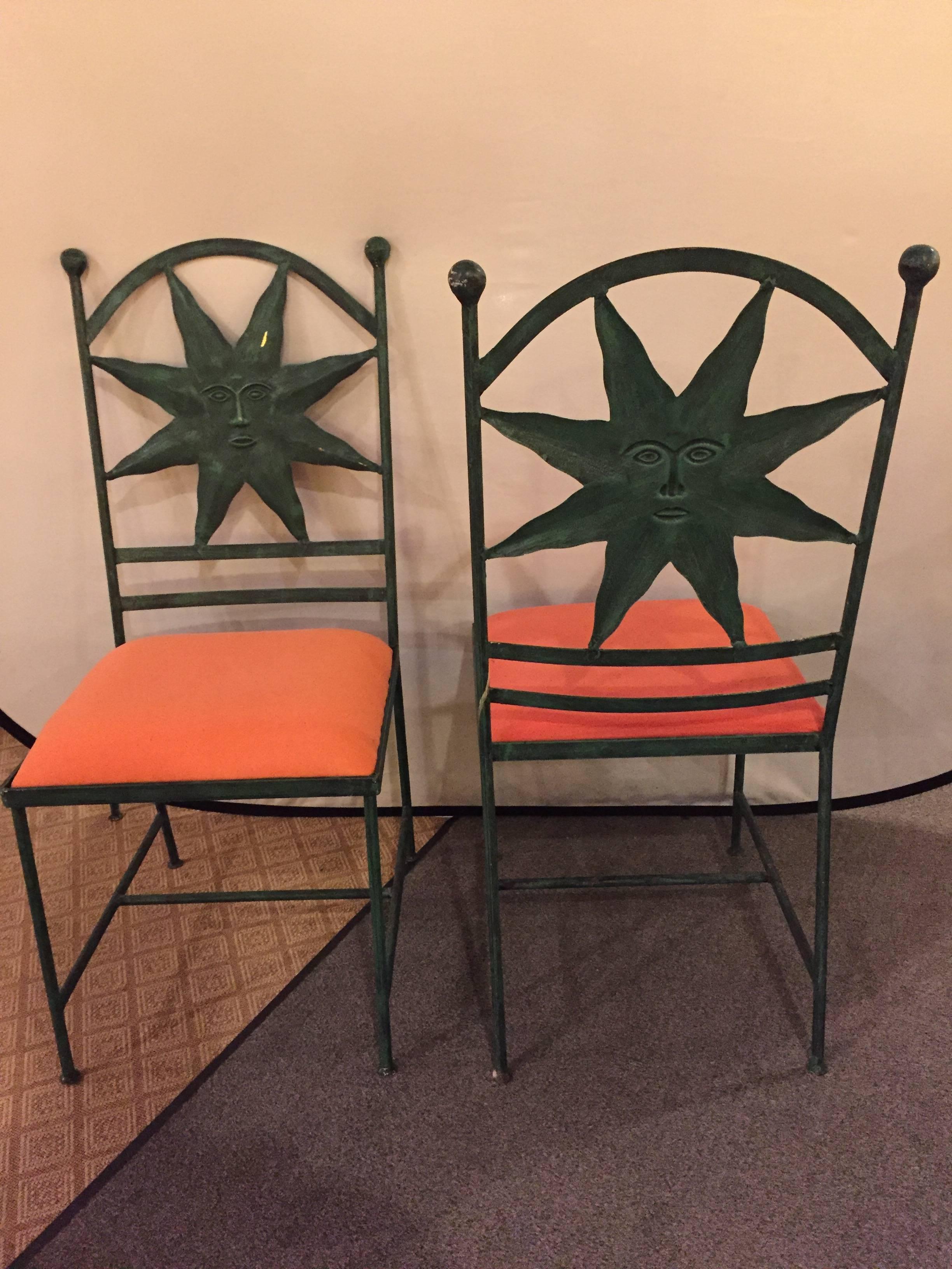 Set of Four Hollywood Regency Versace Style Metal Side Chairs 2