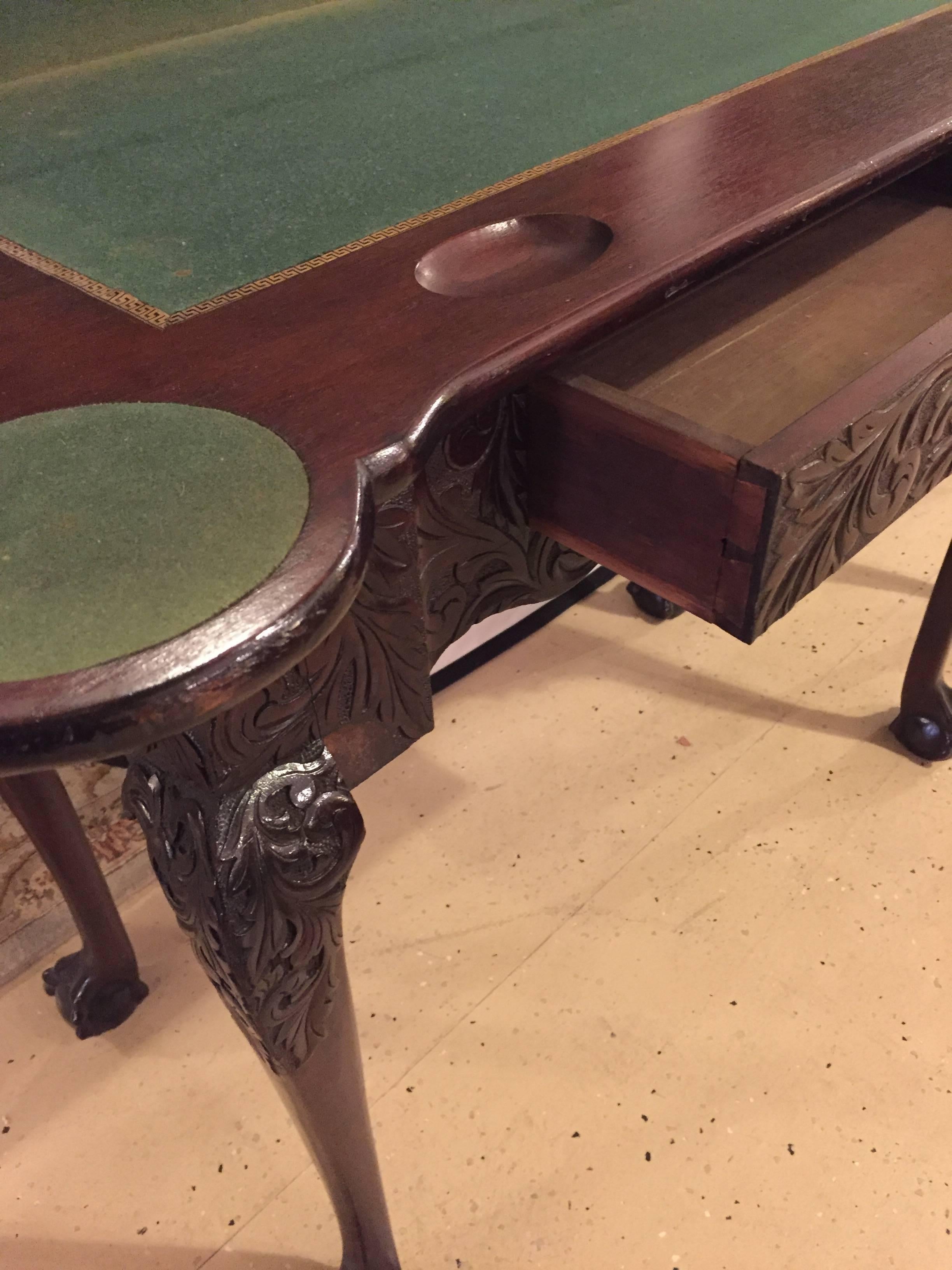 Georgian Period 1820s Irish Card / Tea Tables Solid Mahogany with Later Carvings For Sale