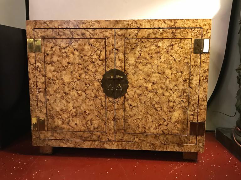 Pair of Custom Quality Tortoise Shell Decorated Cabinets Possibly ...