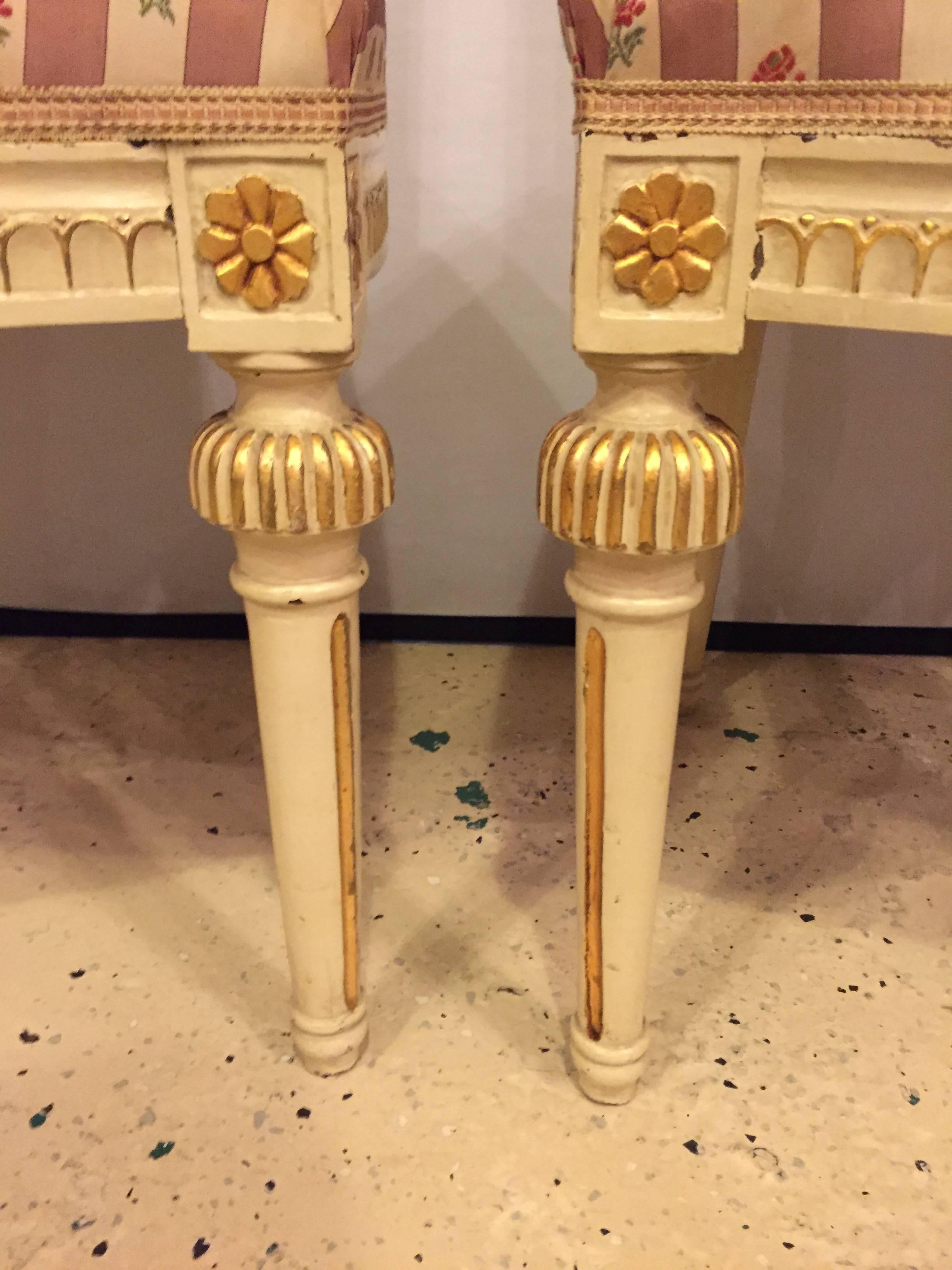 Pair of Paint Decorated Jansen Style Side Chairs In Good Condition In Stamford, CT