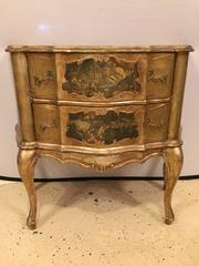 Small Italian Baroque Style Bombay Commode or Nightstand in Giltwood Finish