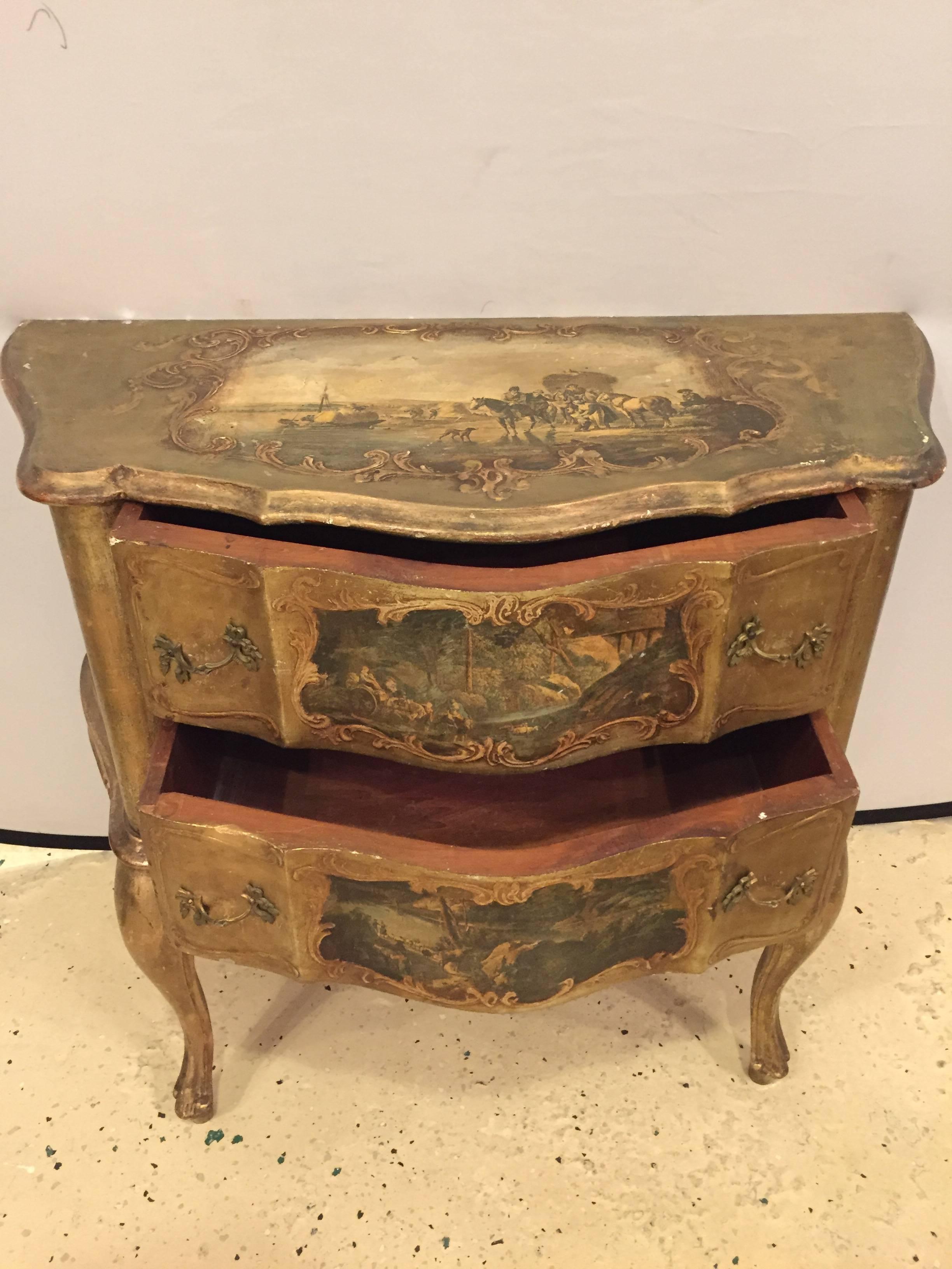 Small Italian Baroque Style Bombay Commode or Nightstand in Giltwood Finish 6