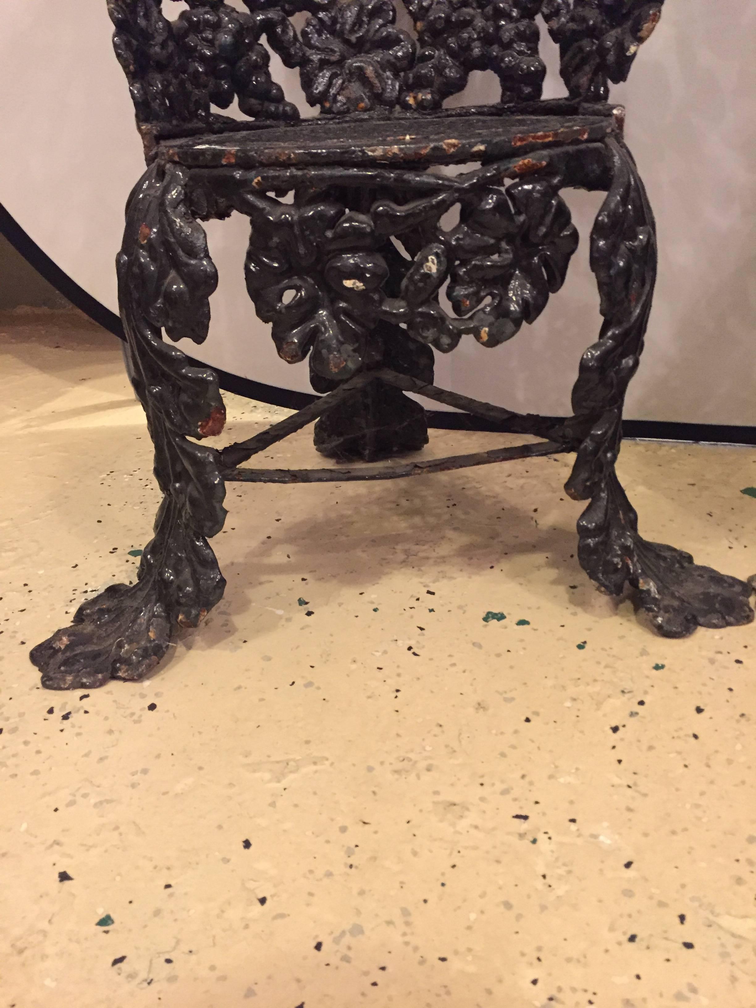 Pair of Cast Iron Small Garden Chairs In Good Condition In Stamford, CT