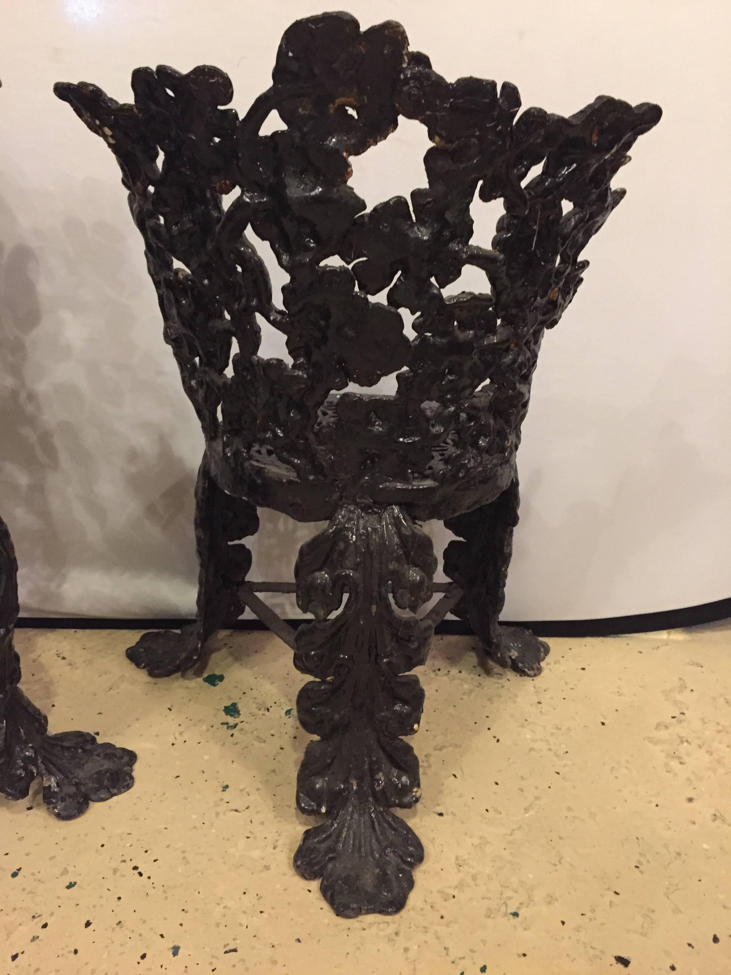 Pair of Cast Iron Small Garden Chairs 3