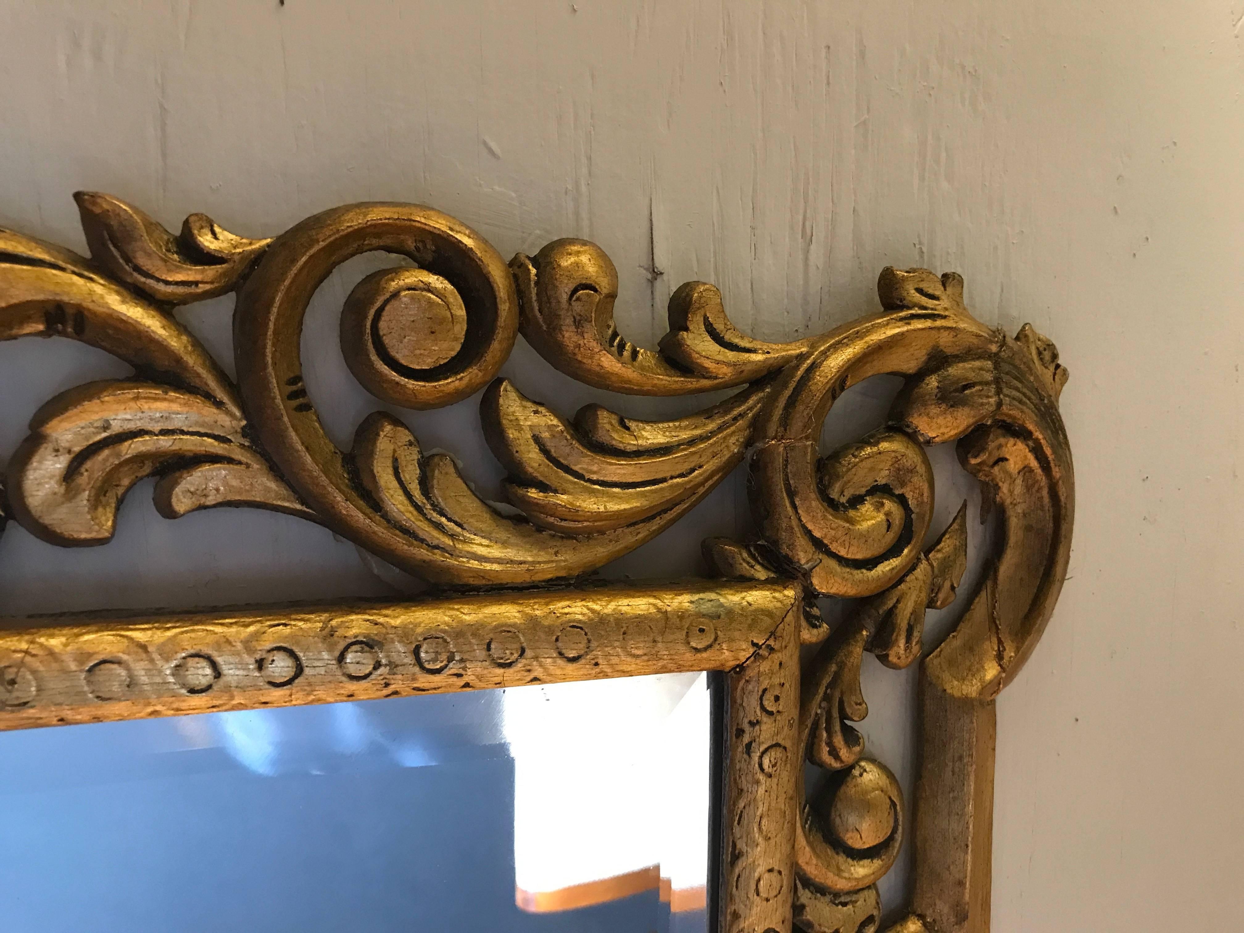 19th Century Carved Giltwood Beveled Wall Mirror Finely Carved Rococo Style 7