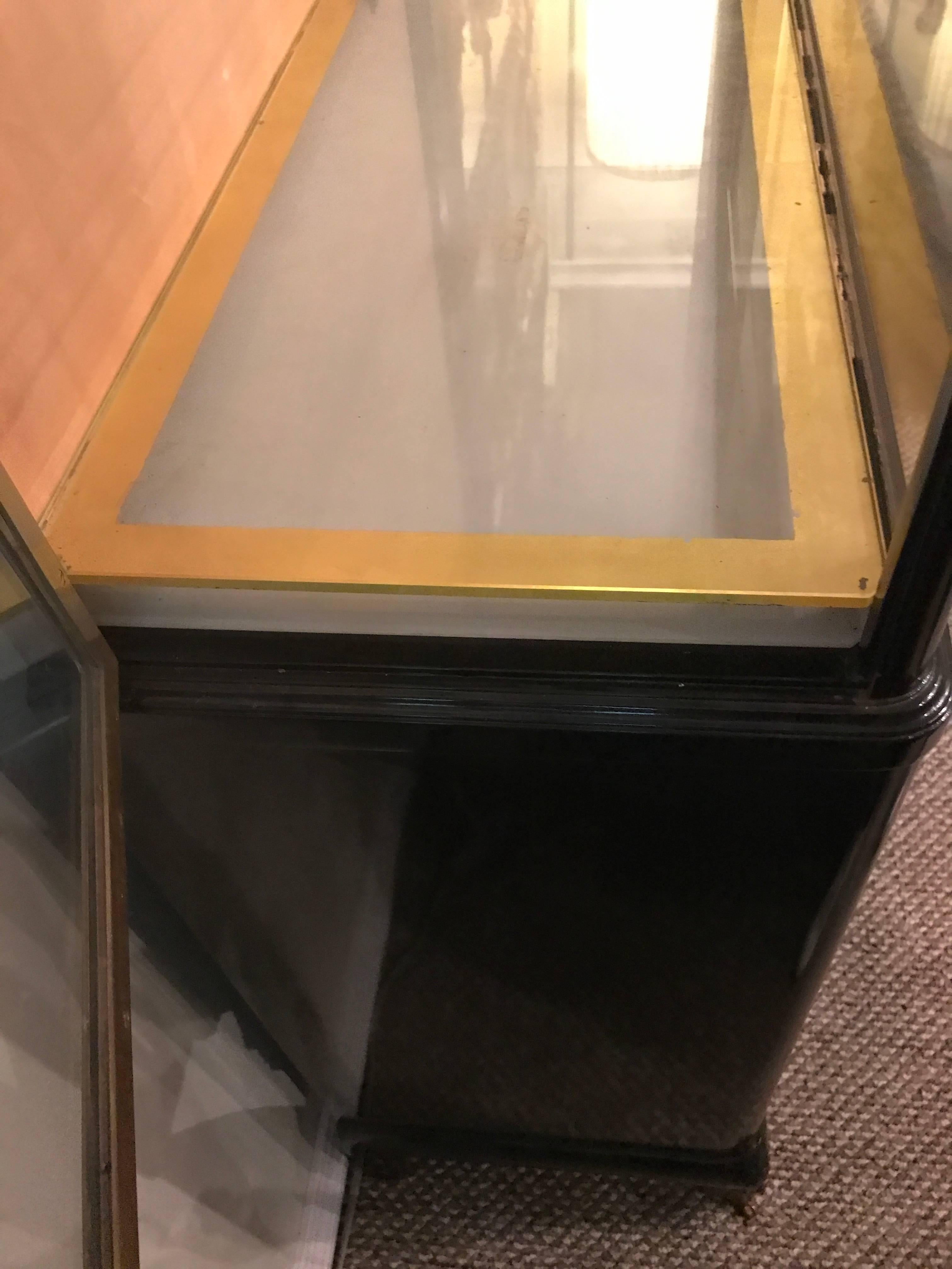 Mid-Century Modern Ebonized Vitrine or China Cabinet Bookcase Manner of Jansen In Good Condition In Stamford, CT