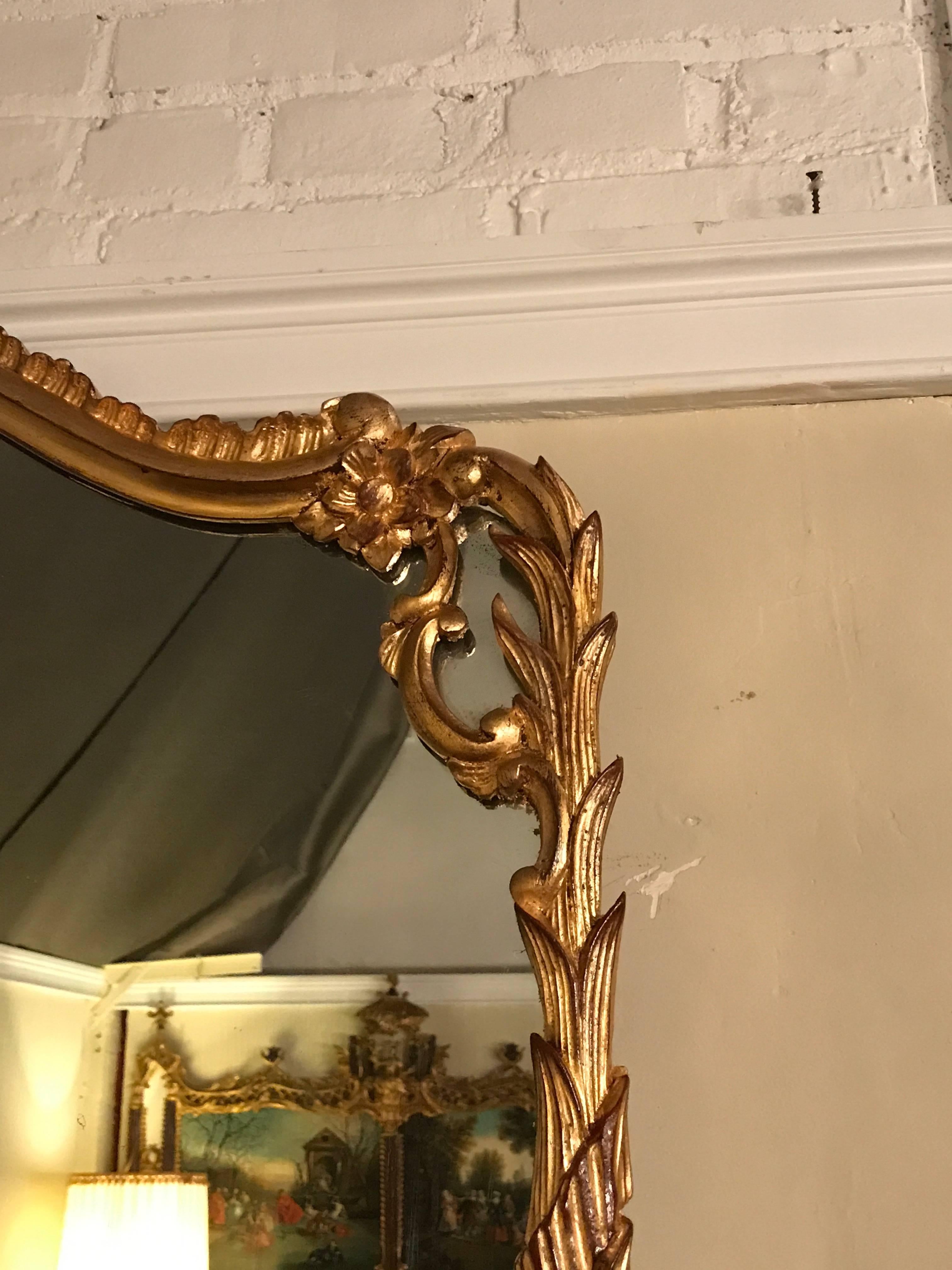 Pair of Monumental Giltwood Carved Wall or Console Mirrors In Good Condition In Stamford, CT