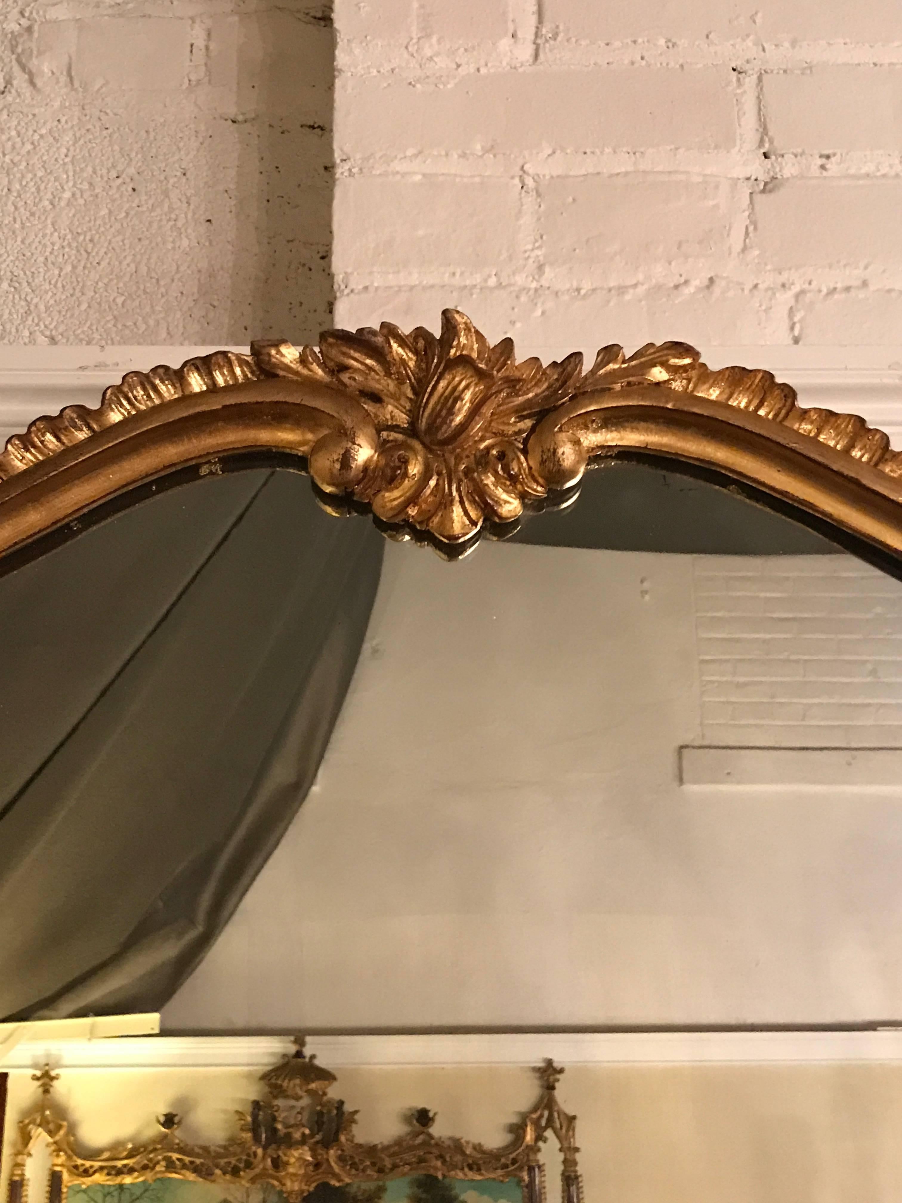 20th Century Pair of Monumental Giltwood Carved Wall or Console Mirrors