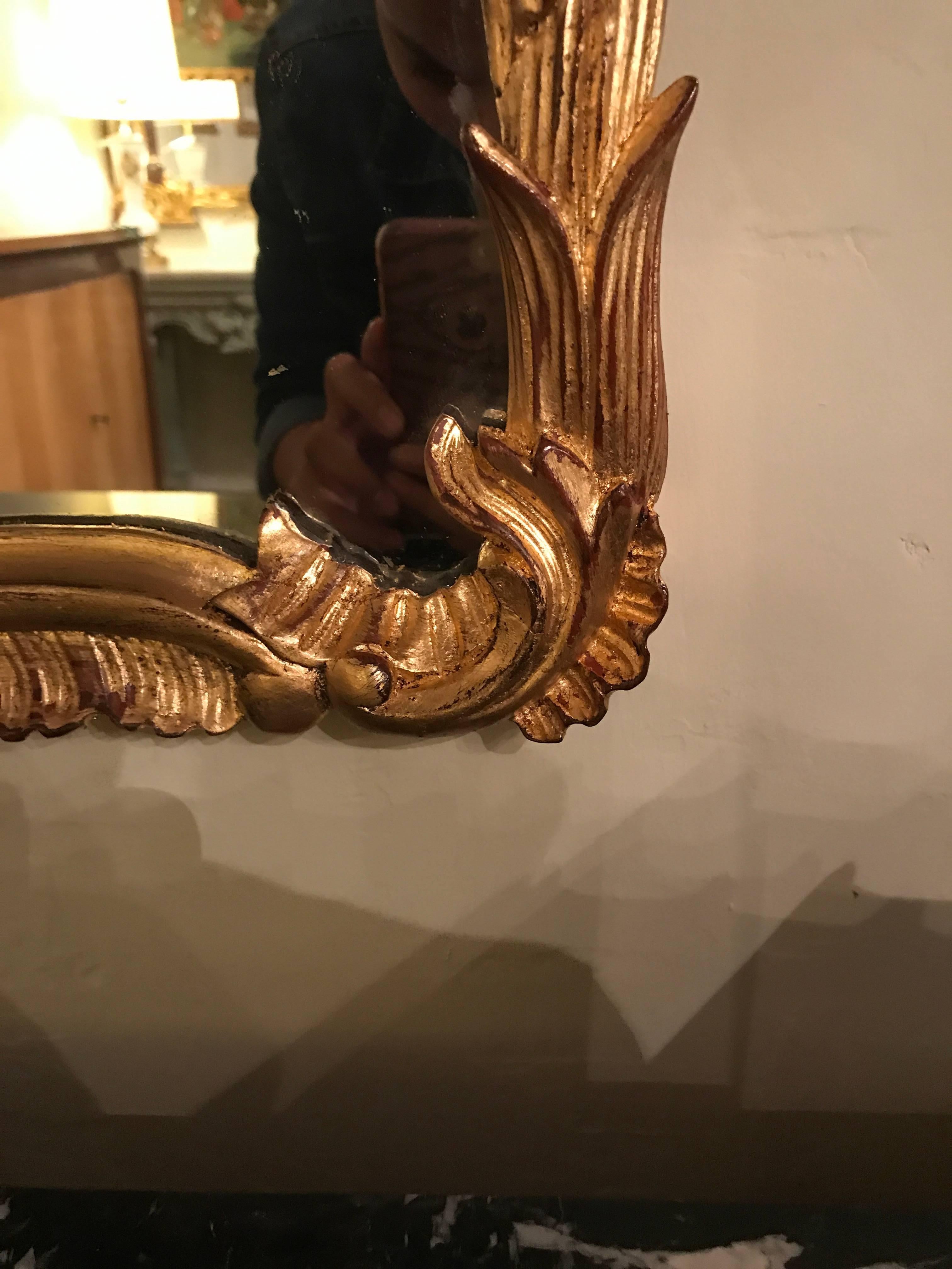 Pair of Monumental Giltwood Carved Wall or Console Mirrors 3