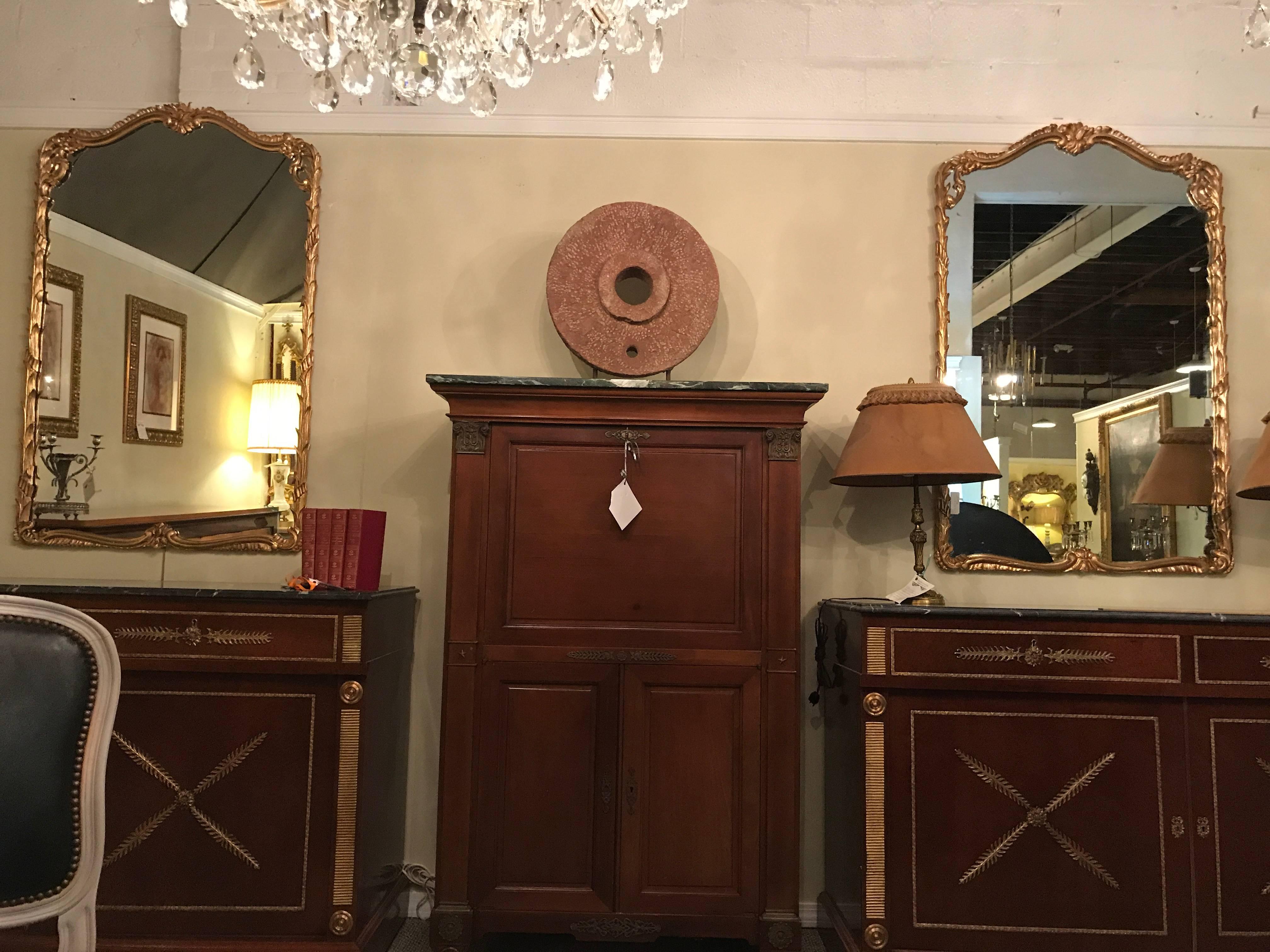 Pair of Monumental Giltwood Carved Wall or Console Mirrors 5