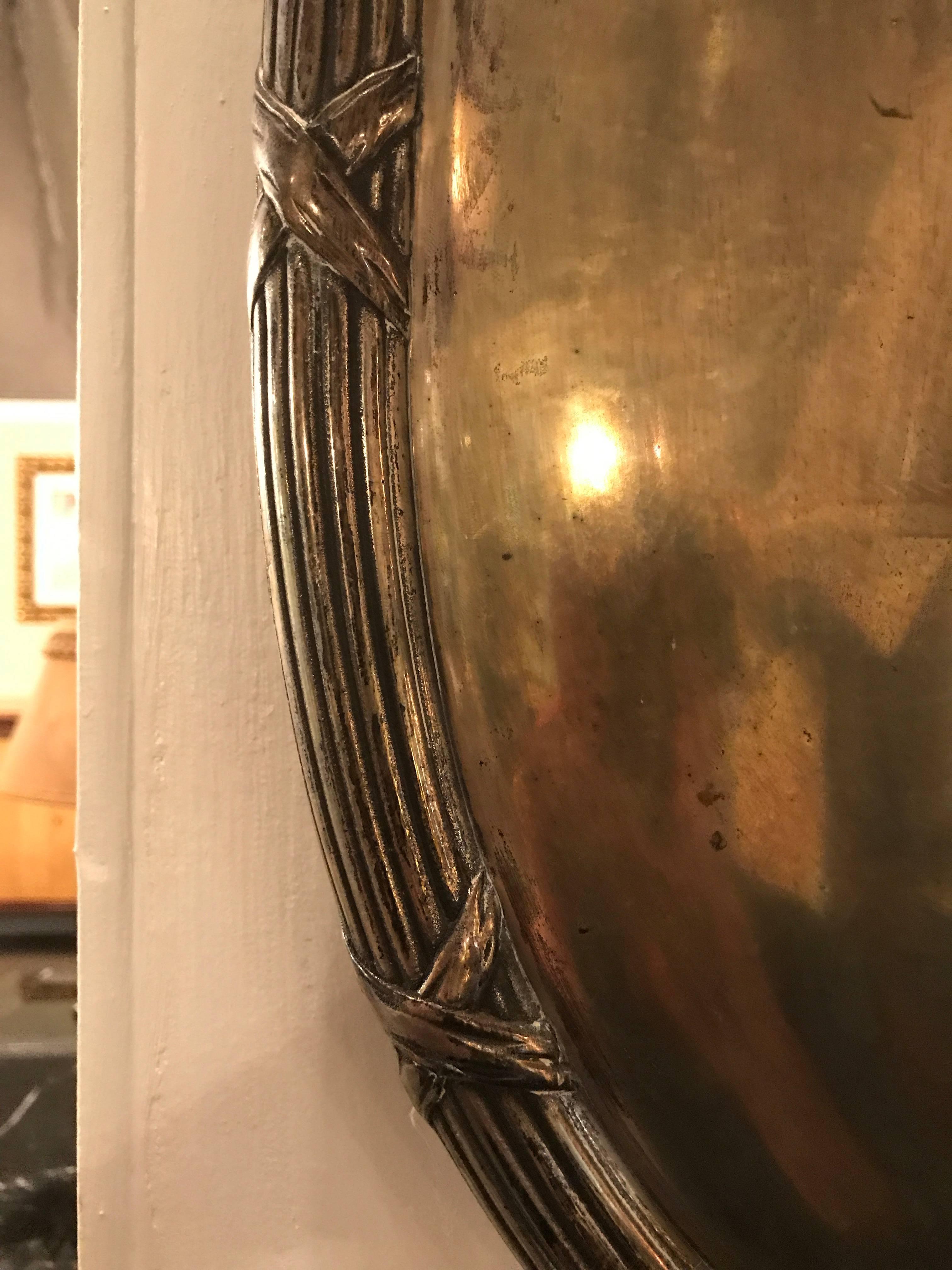 Pair of Hollywood Regency Silver Plate One Light Wall Sconce In Good Condition In Stamford, CT