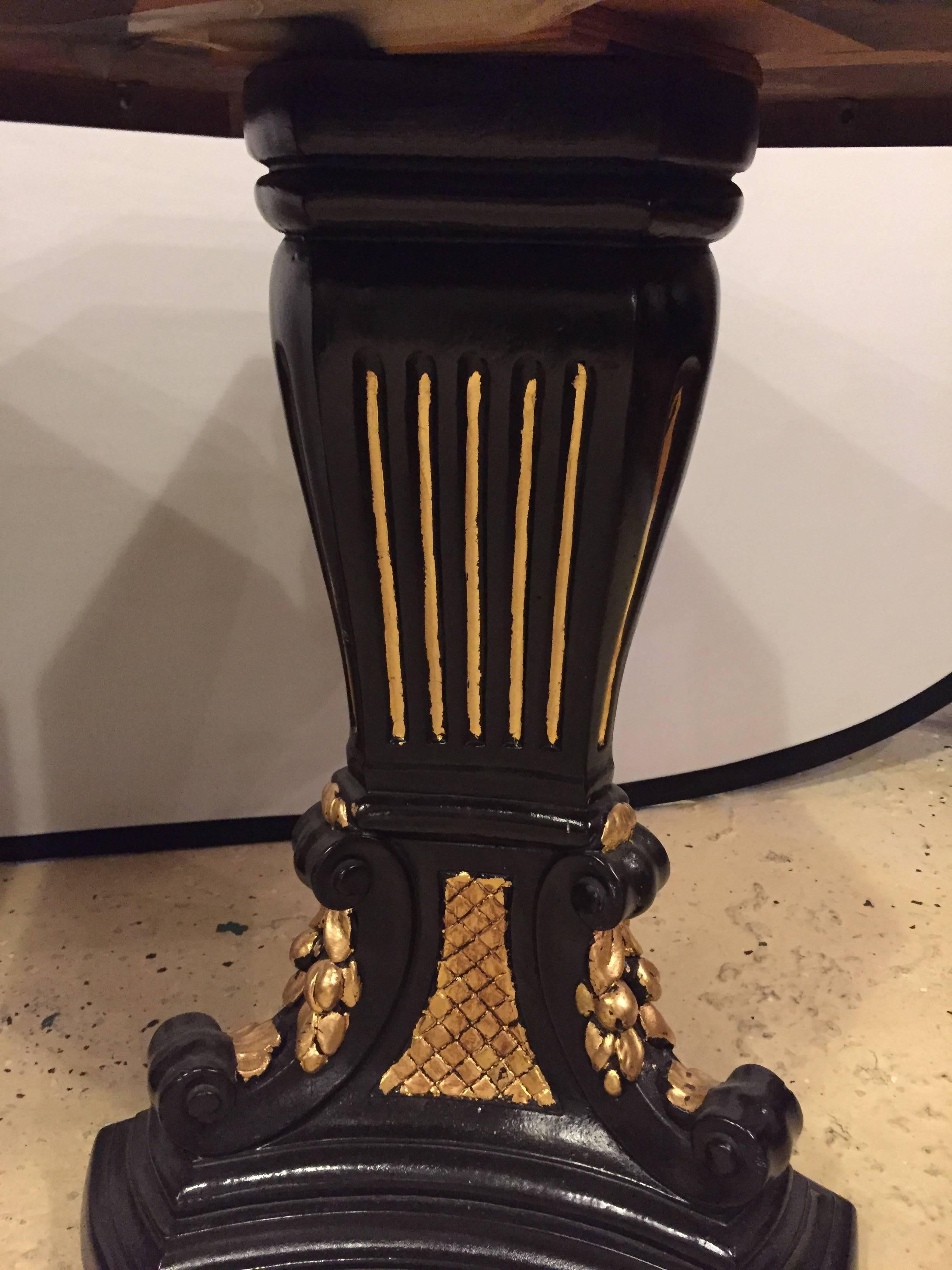 Pair of Gilt Glass Top Ebonized and Gilt Decorated End or Side Tables 2