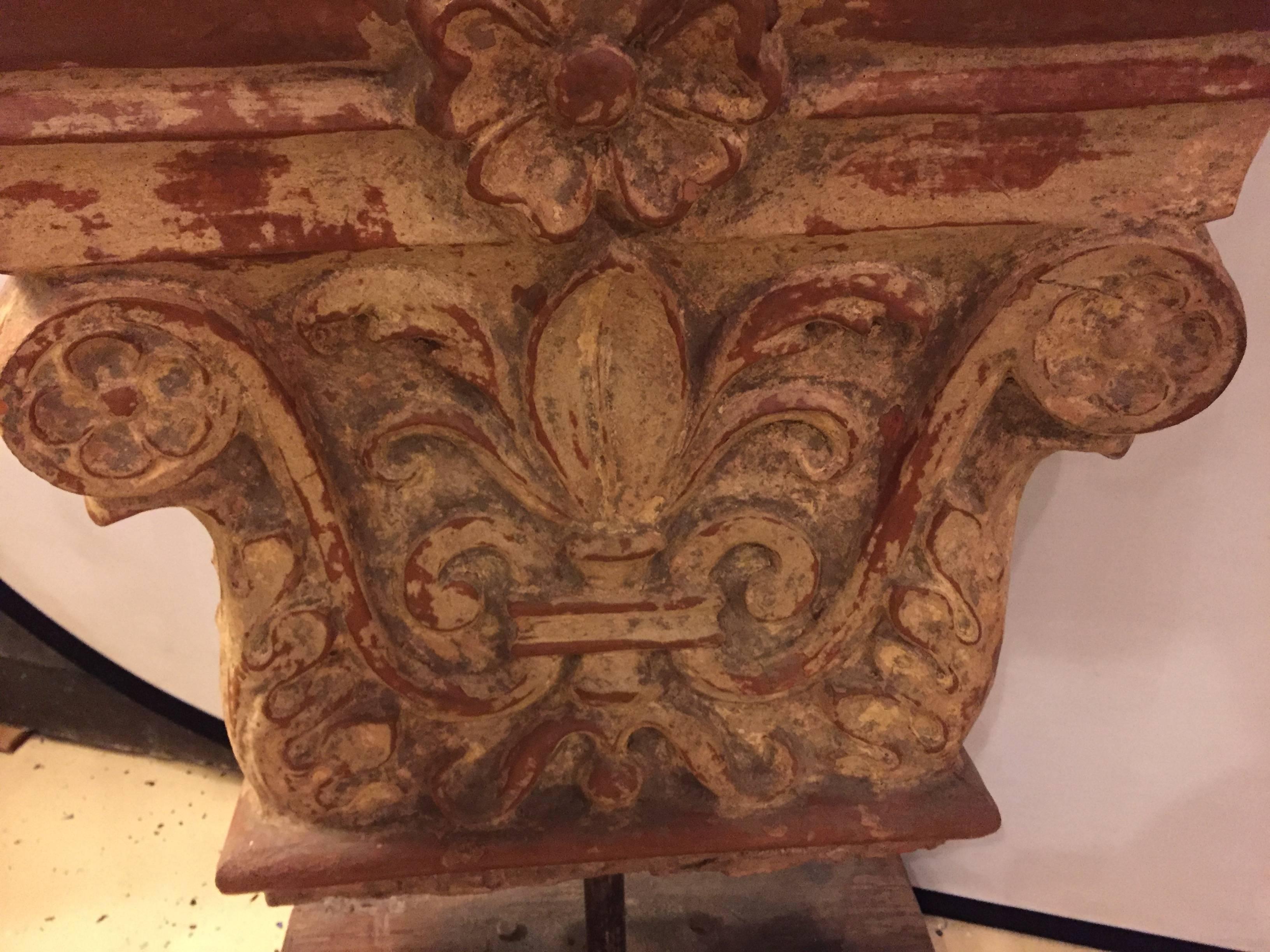 Pair of Antique Architectural Stone Building Tiles Mounted on Stands In Good Condition In Stamford, CT