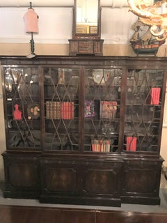 Georgian Style Baker Furniture Company Breakfront Bookcase Cupboard