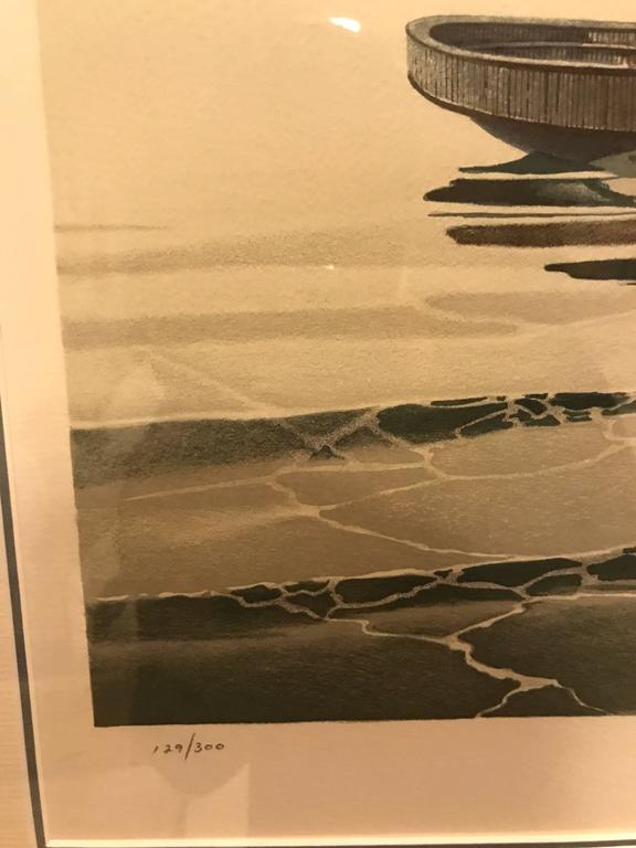 Litho of Fishing Boat Signed John D. Lutes and Numbered 129/300 For Sale at 1stdibs