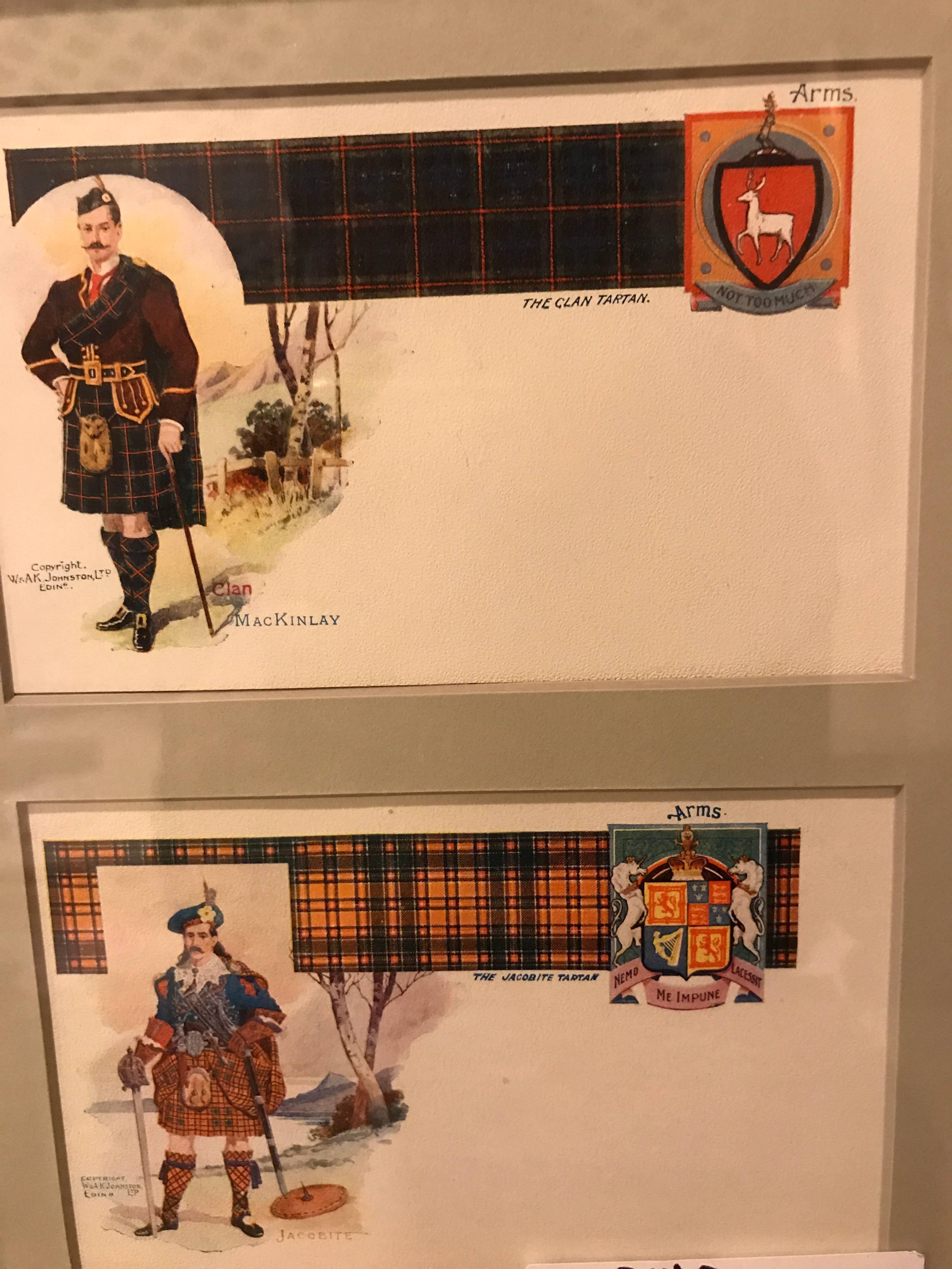 Glass Set of 12 Custom Finely Framed Scottish Postcards, Vintage Catherine Reiss Inc