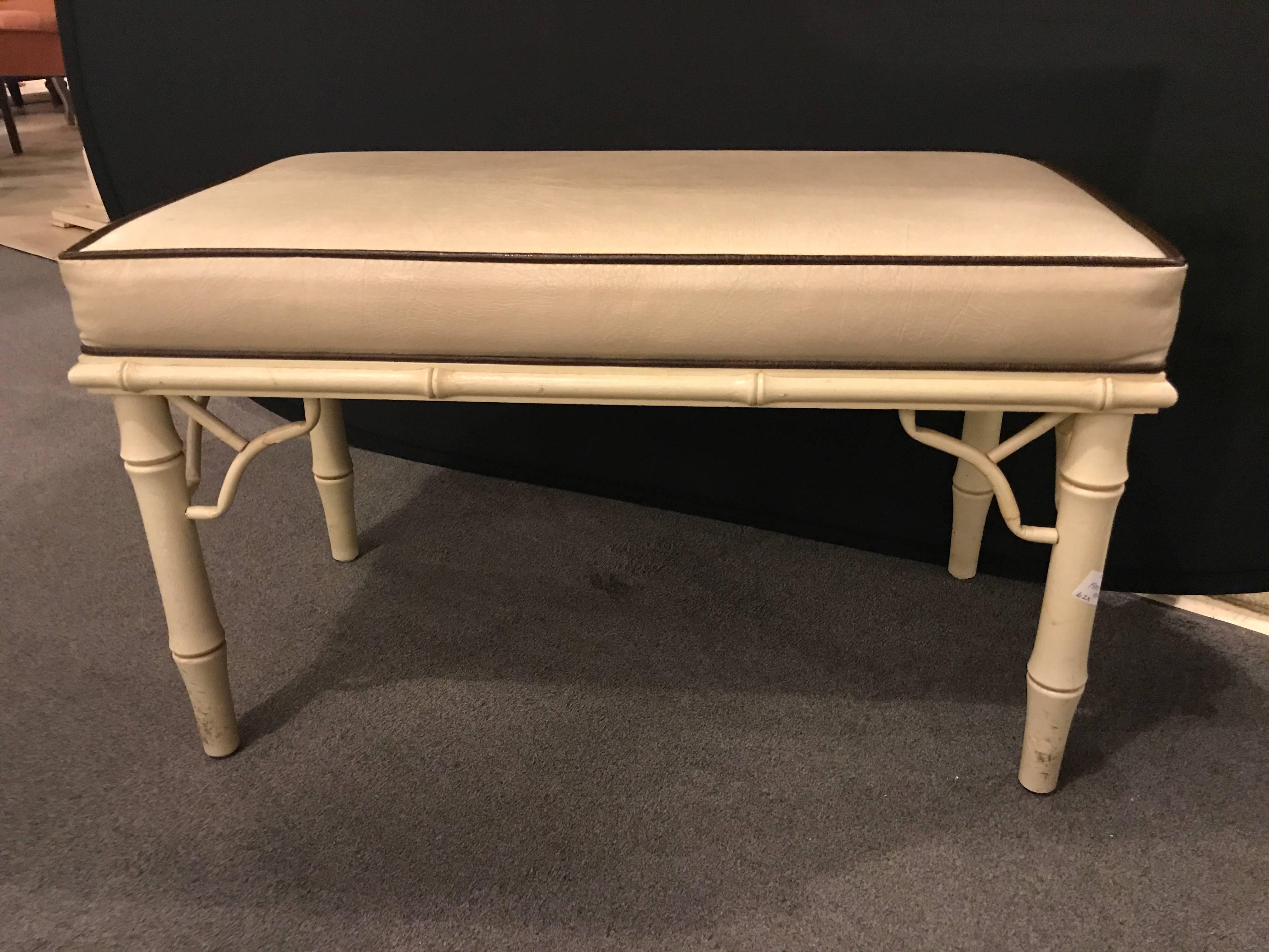 20th Century Pair of Hollywood Regency Faux Bamboo Benches