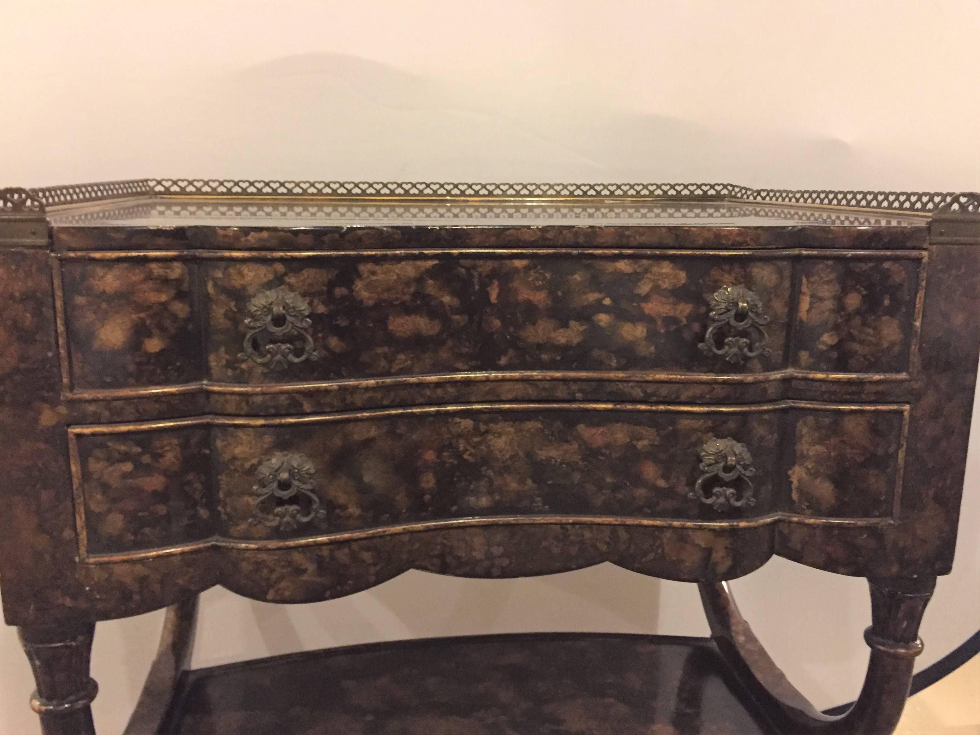 Hollywood Regency Regency Style Faux Tortoise Decorated End Table