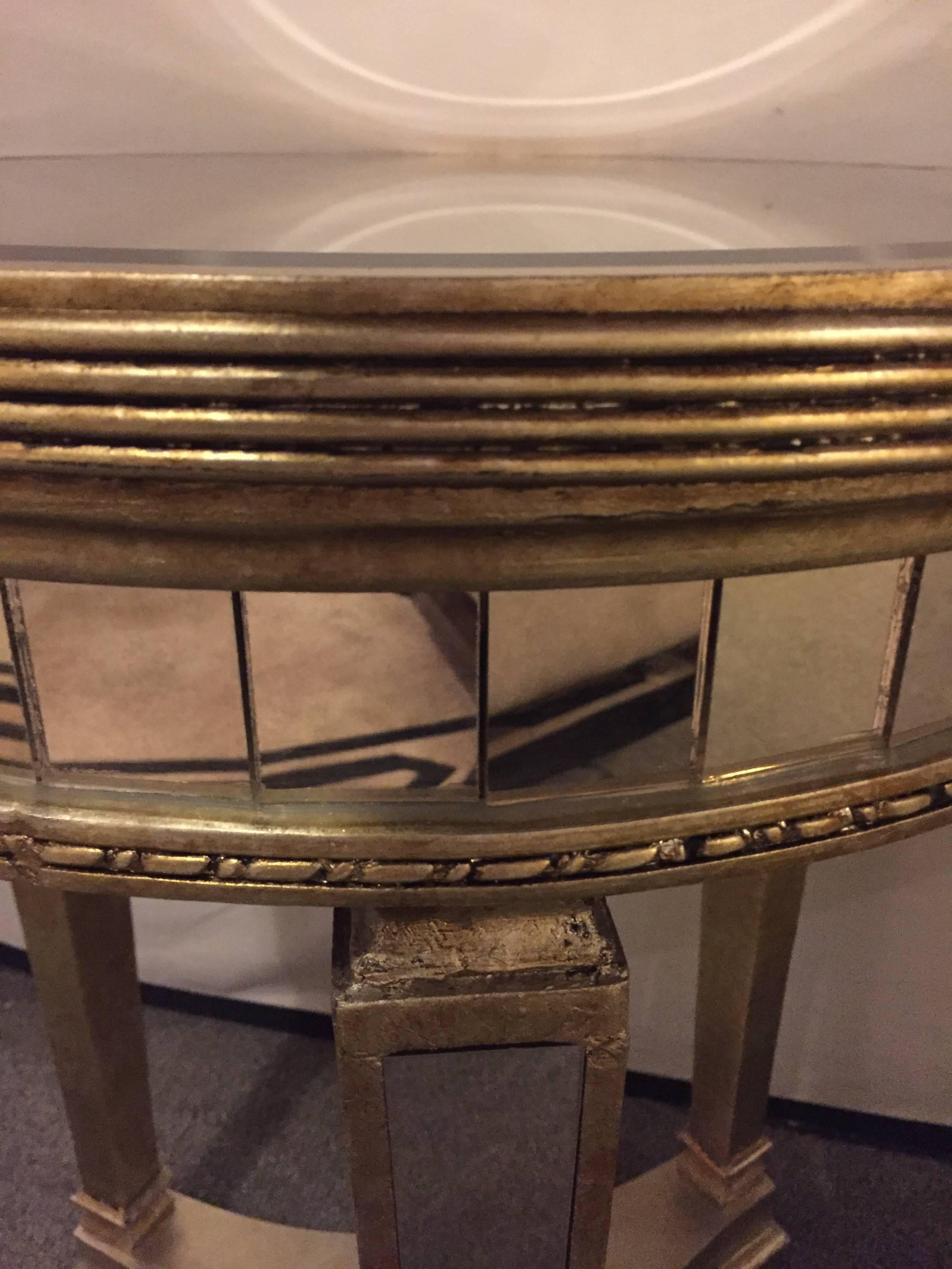 Pair of Hollywood Regency Style Mirrored and Silvered End Lamp Tables 3