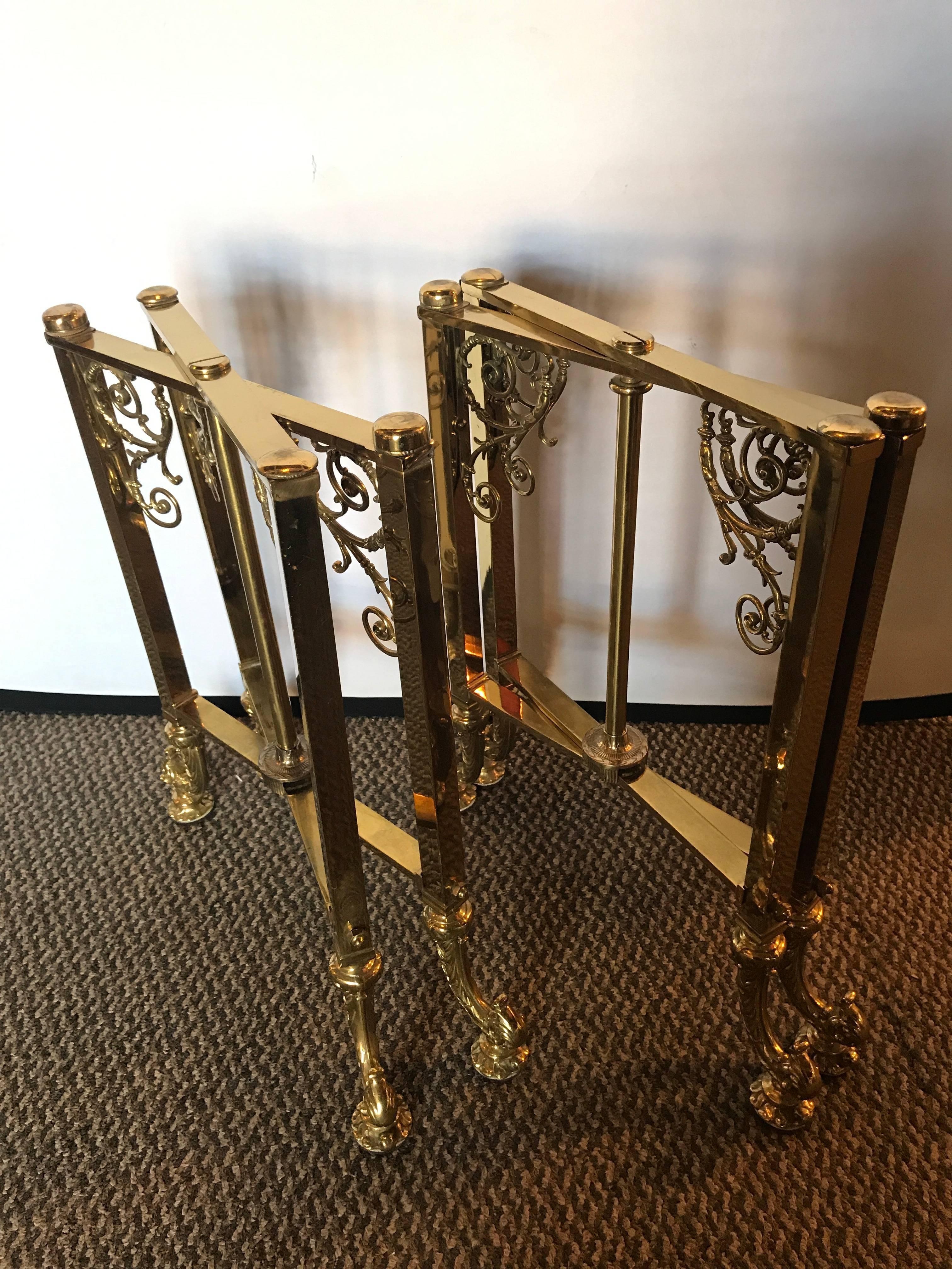 Pair of Fine Bronze Based End Tables with Glass Tops In Good Condition In Stamford, CT