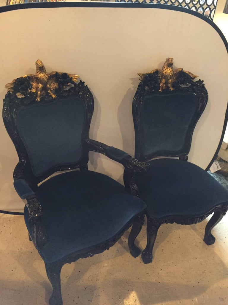 Set of Eight Versace Style Ebony Dining Room Chairs at 1stDibs