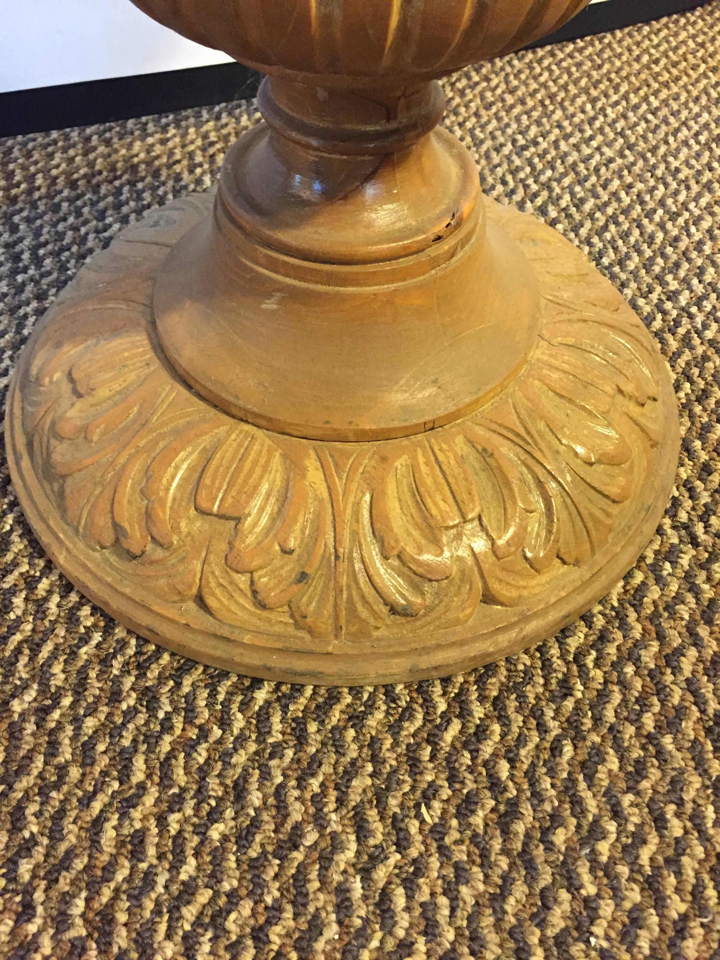 Chinoiserie Style Center Table with Eglomise Glass Top on a Single Pedestal 1