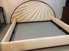 Dakota Jackson King-Sized Bed in a Mahogany and Bronze Button Frame