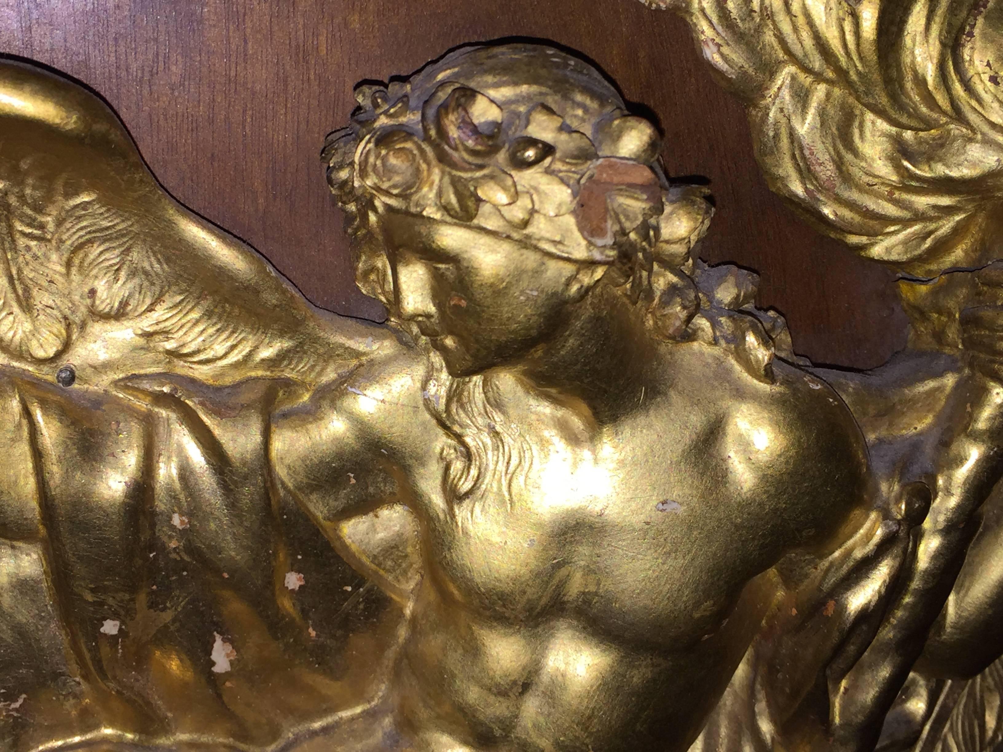 19th Century Empire Marble-Top Console Table with Greek God Design Front In Good Condition In Manhasset, NY