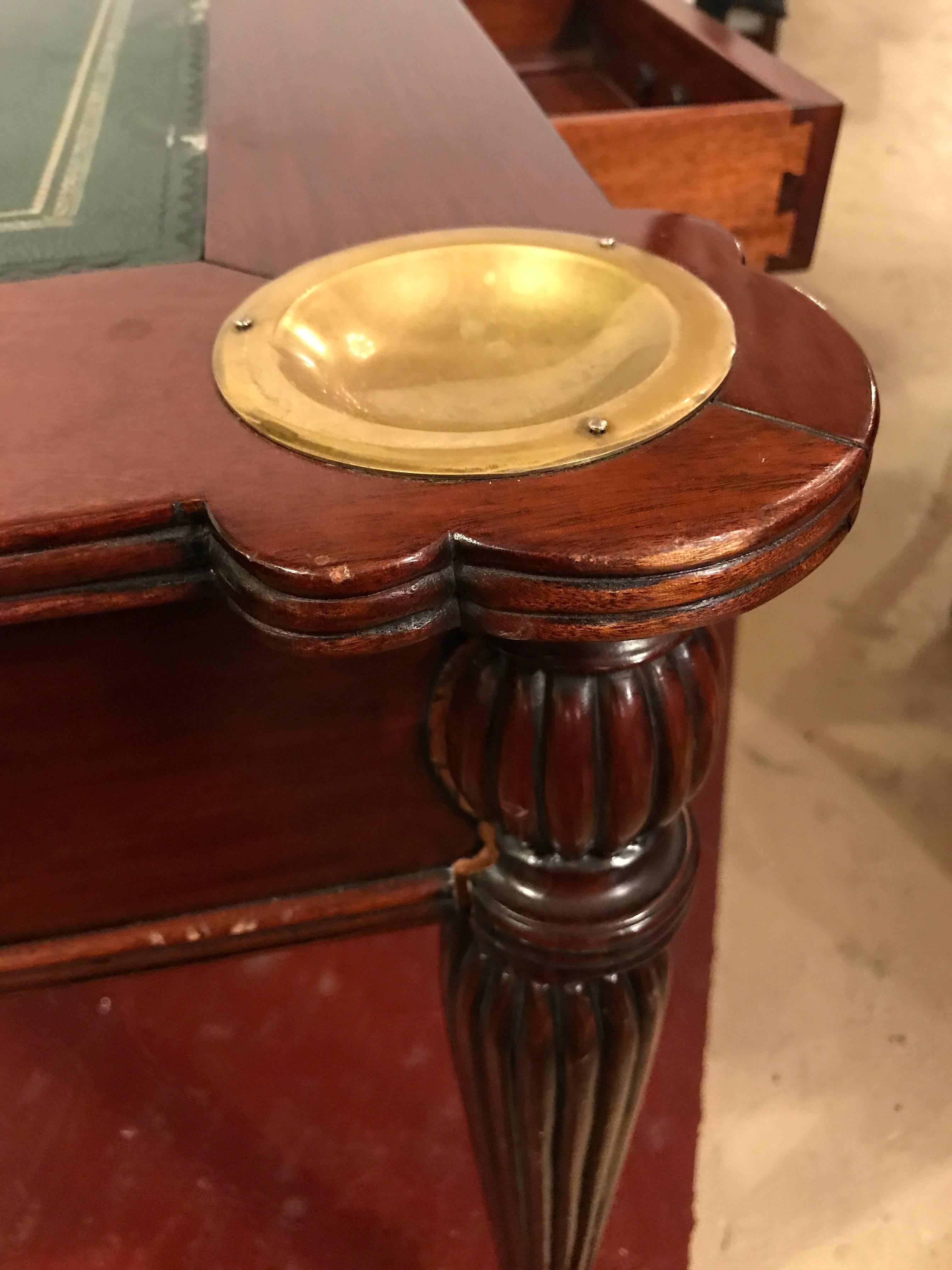 Leather Top Mahogany Georgian Style Card Table in the Manner of Maitland Smith 2