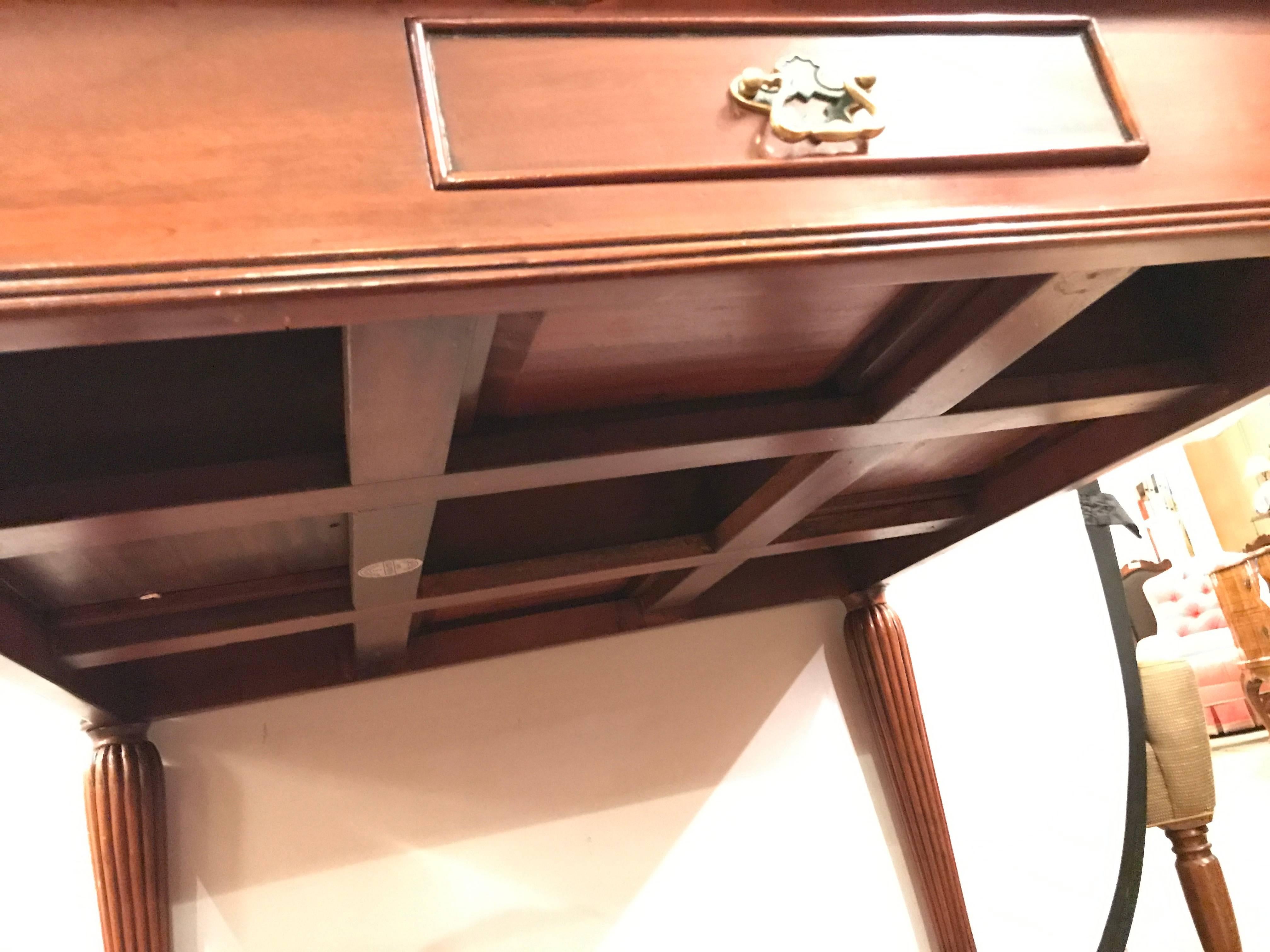 Leather Top Mahogany Georgian Style Card Table in the Manner of Maitland Smith 5