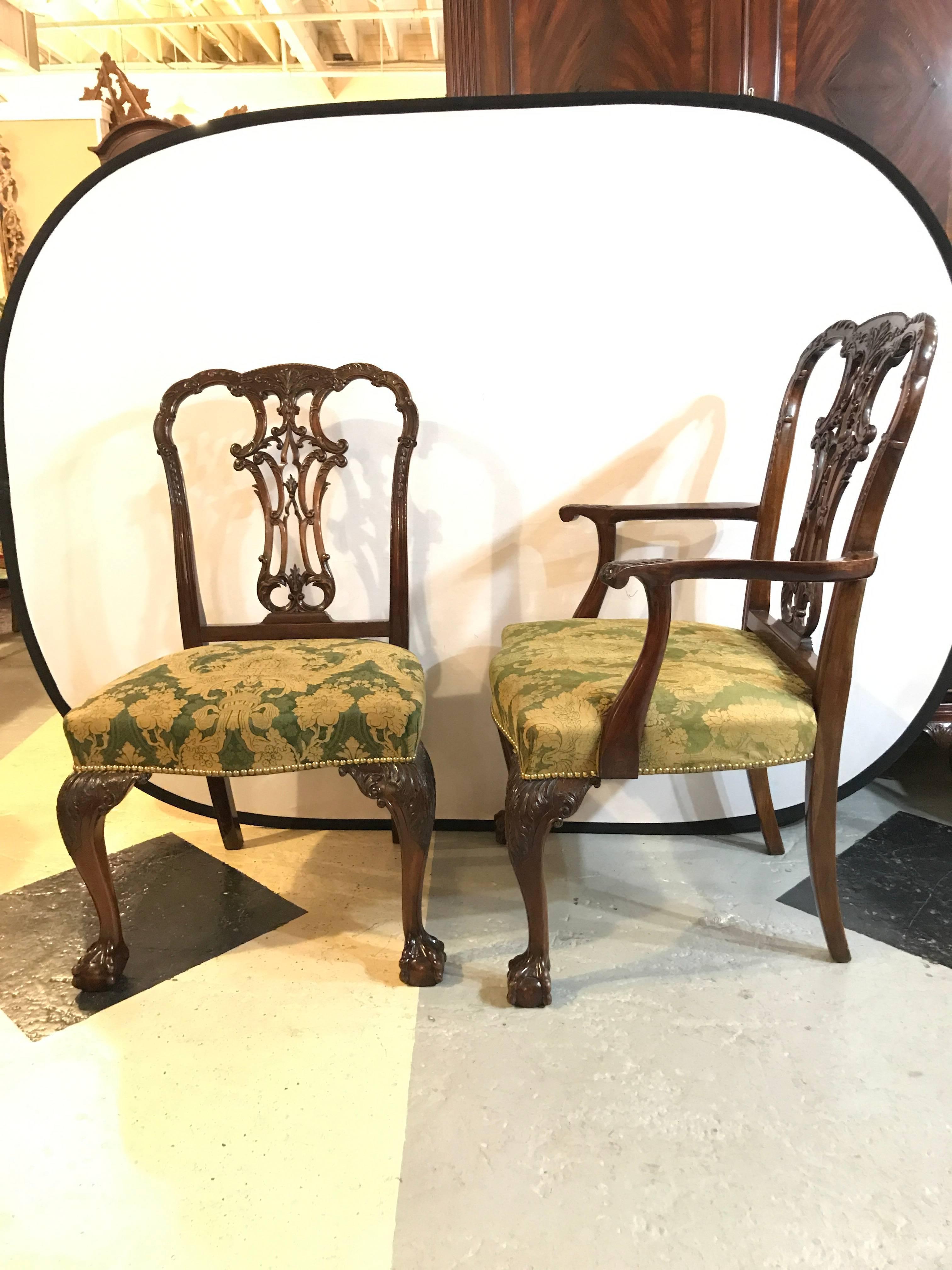 Set of Eight Georgian Style Mahogany Dining Chairs by Schmieg and Kotzian 1