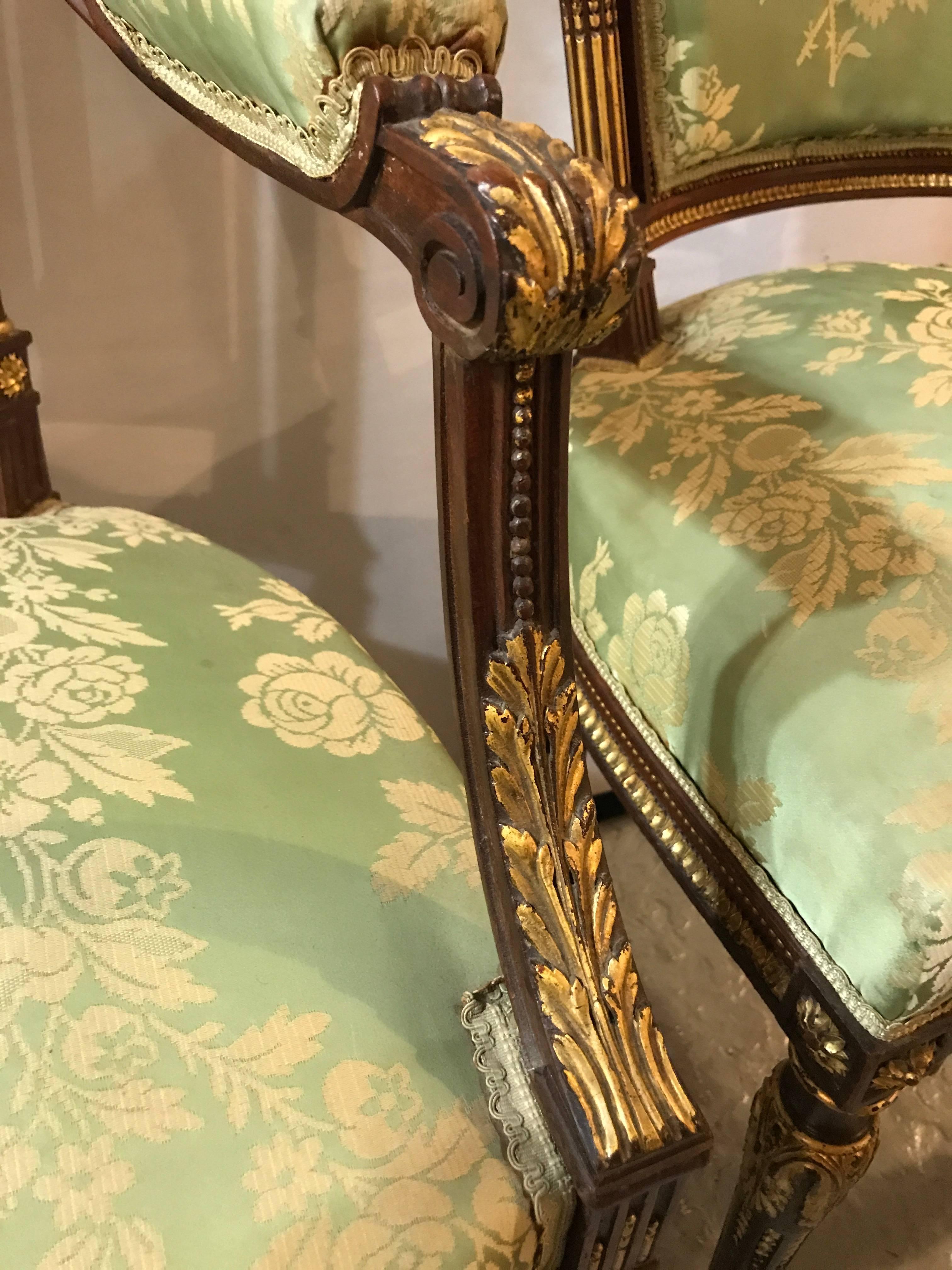 Louis XVI Style Parcel-Gilt Mahogany Seven-Piece Parlor Suite 2
