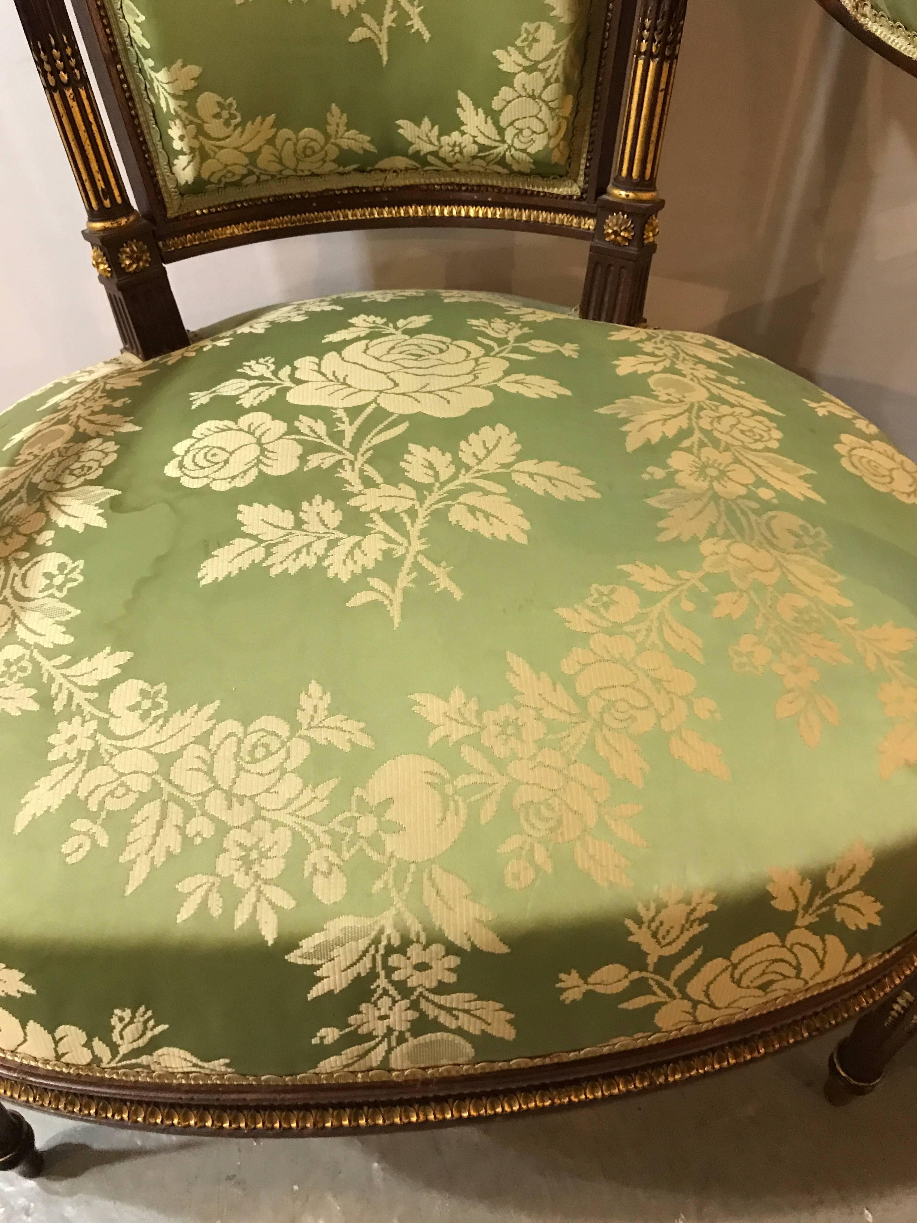 Louis XVI Style Parcel-Gilt Mahogany Seven-Piece Parlor Suite 3