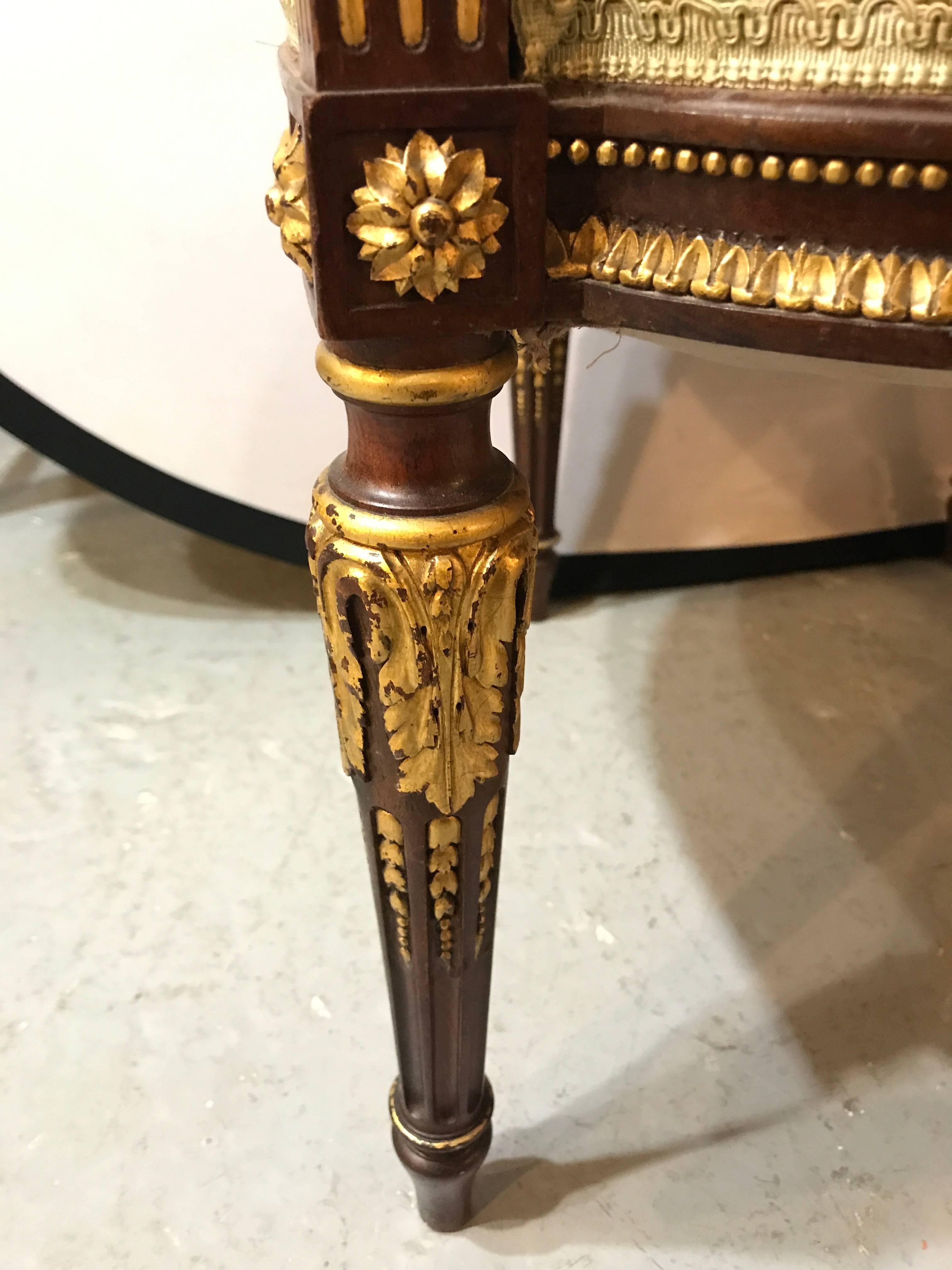 Louis XVI Style Parcel-Gilt Mahogany Seven-Piece Parlor Suite 4