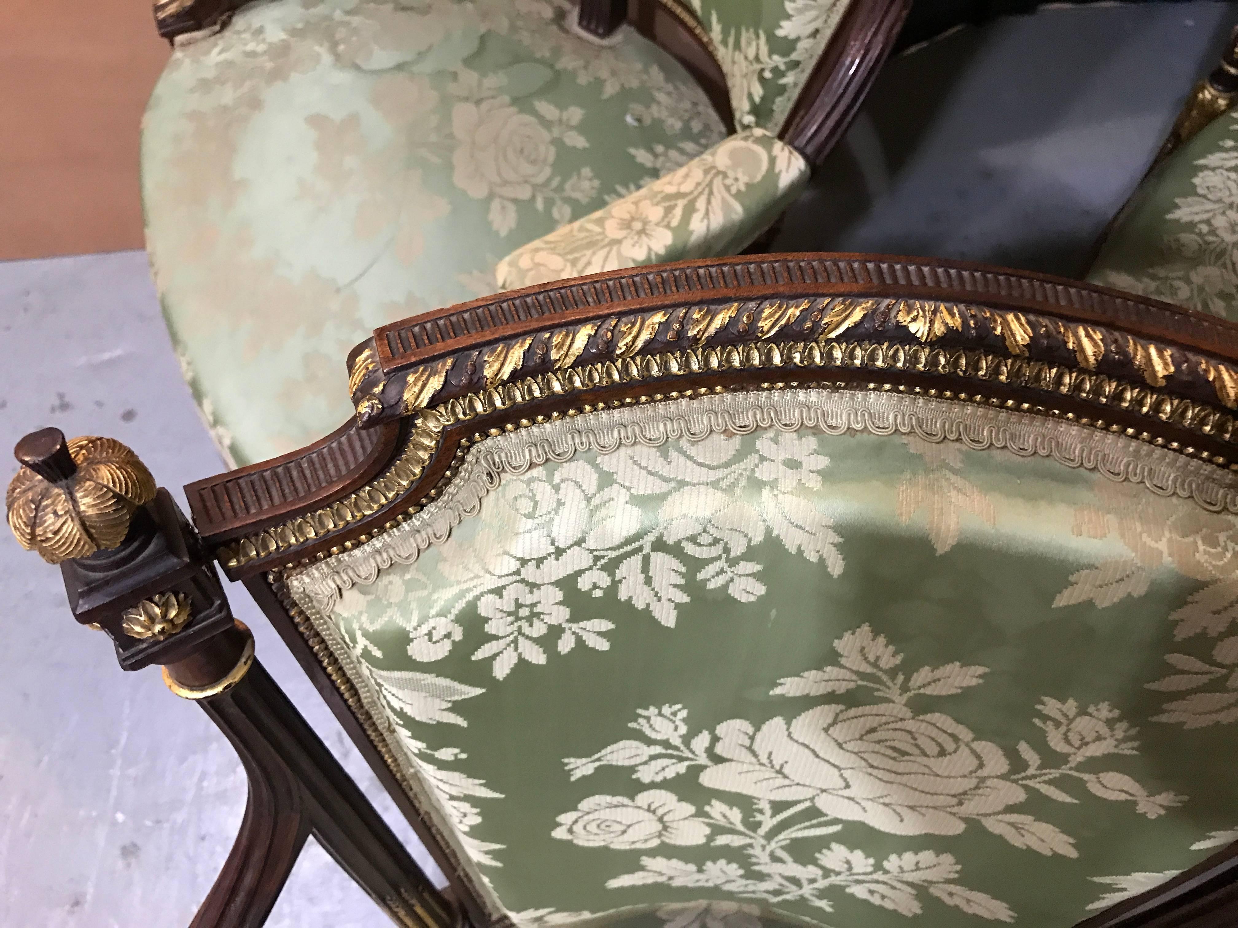 Louis XVI Style Parcel-Gilt Mahogany Seven-Piece Parlor Suite 1